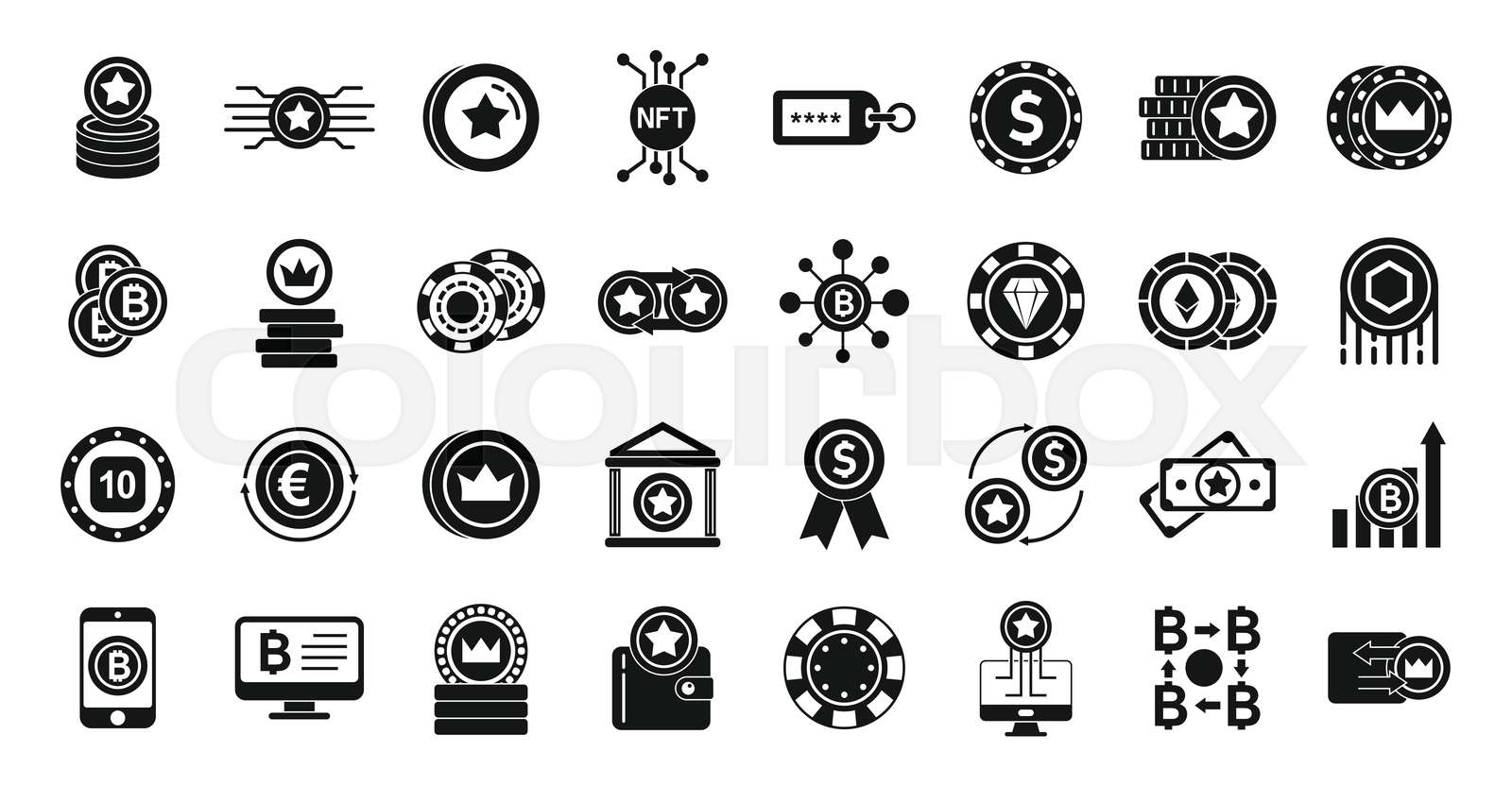 Tokens icons set, simple style | Stock vector | Colourbox