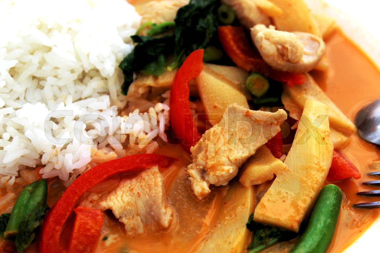 Rotes Thaicurry mit Reis | Stock image | Colourbox