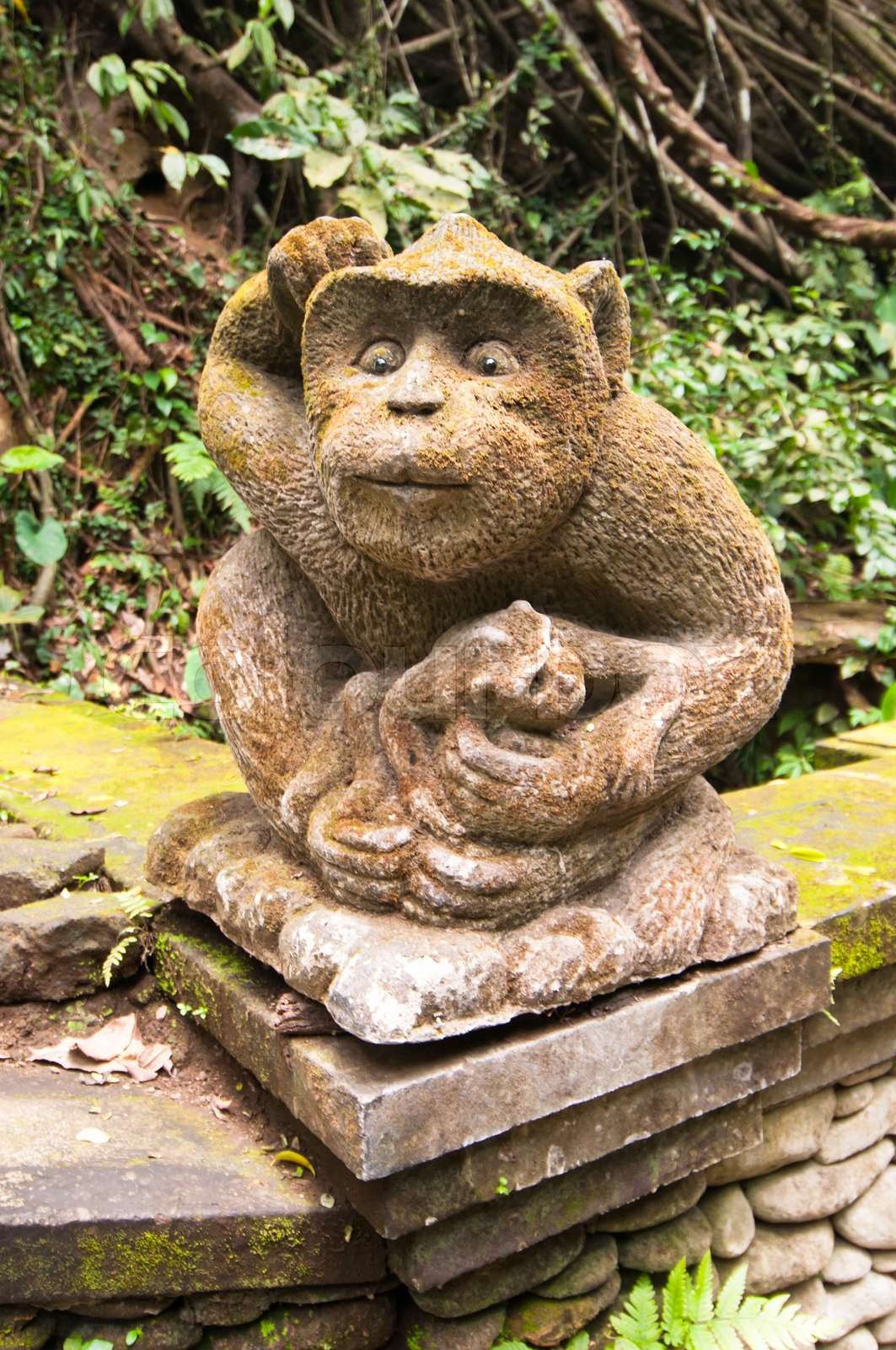 Monkey's Statue Stock image Colourbox