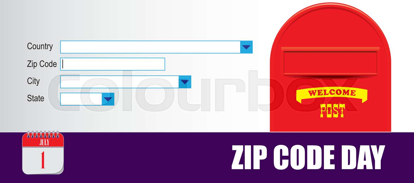 Card Zip Code Day Stock vector Colourbox