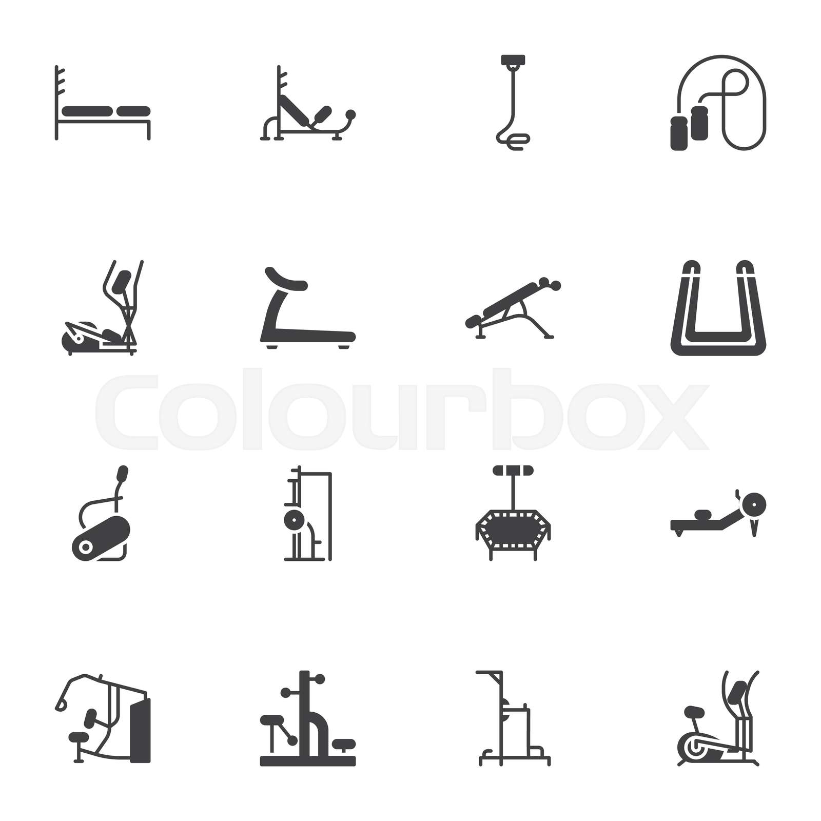 Gym Equipment Vector Icons Set Stock Vector Colourbox