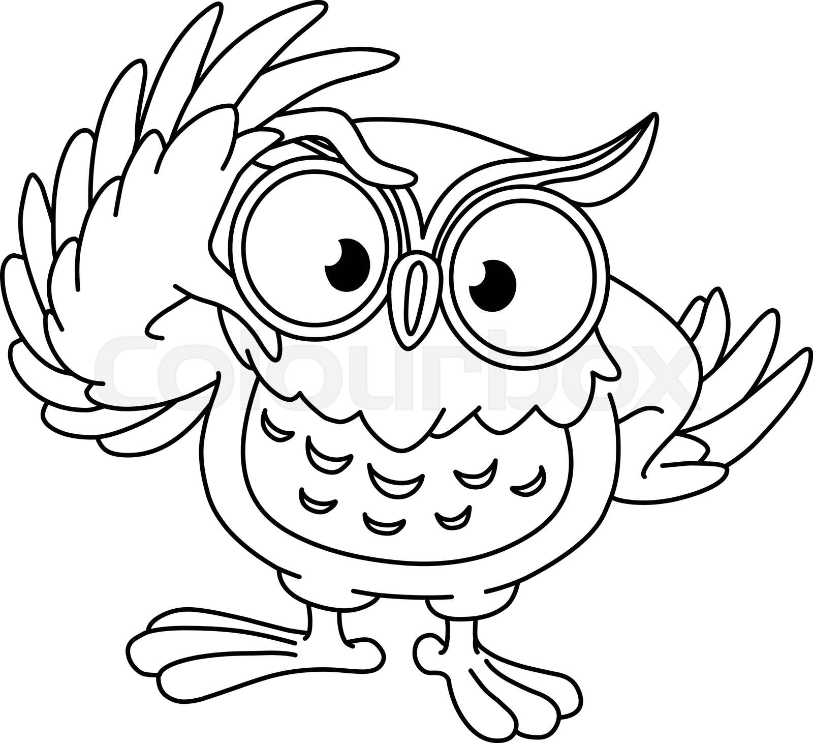 Outlined owl with glasses | Stock vector | Colourbox