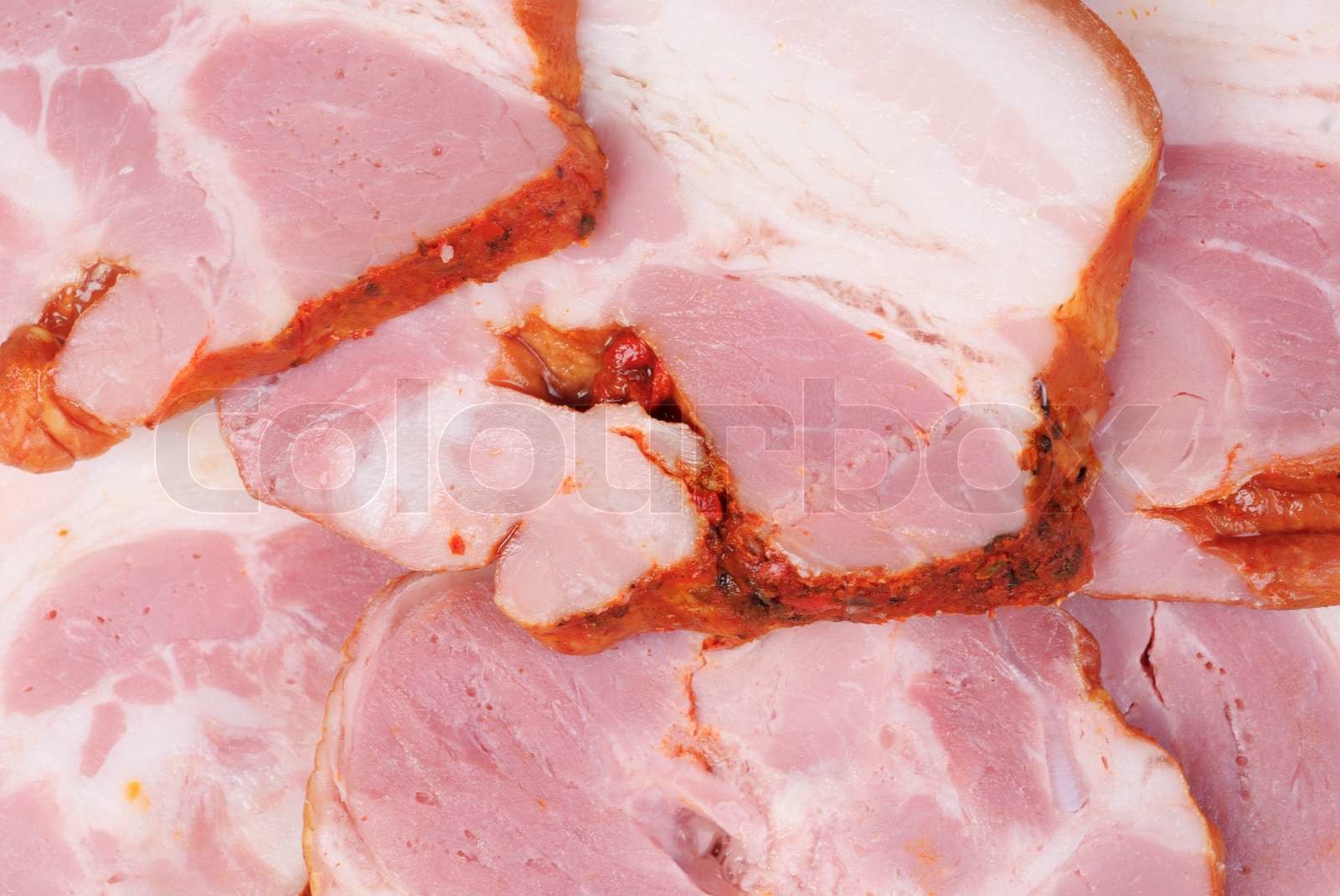 Speck in Scheiben asfinefoodbackground Stock Bild Colourbox