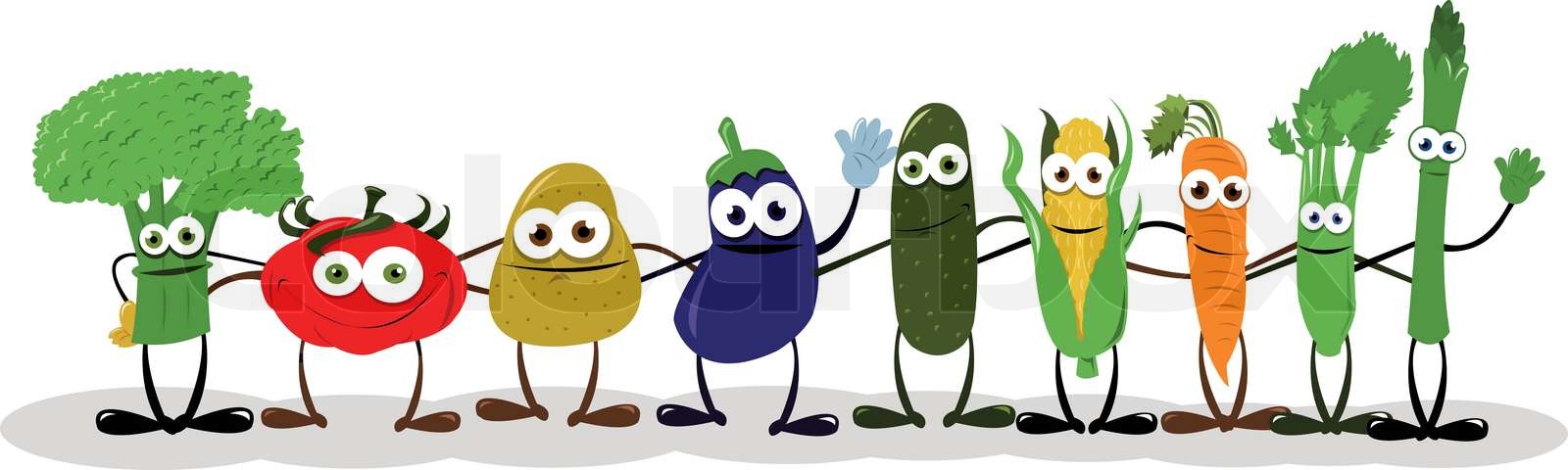 Funny Vegetables Saying Hello Stock vector Colourbox