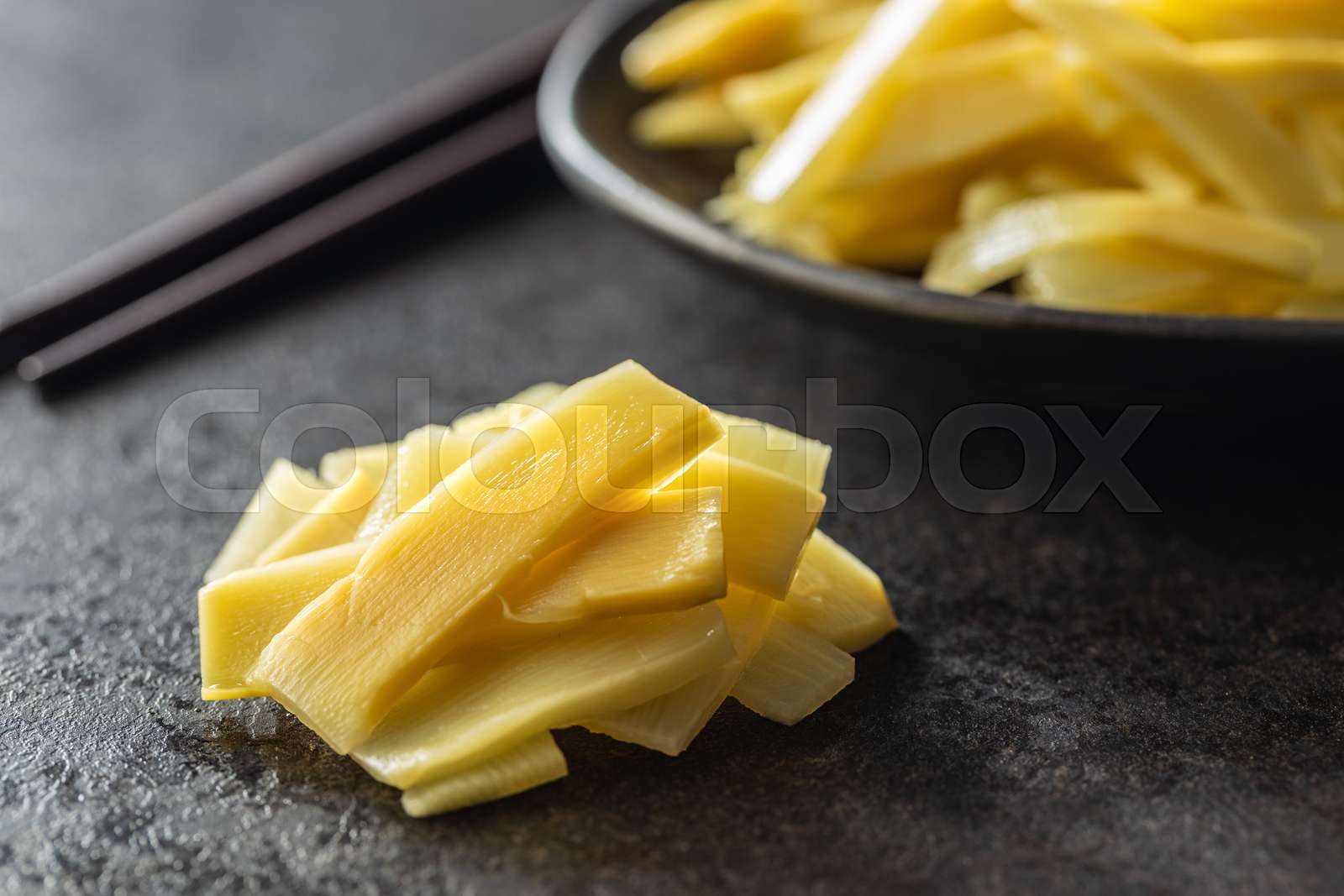 Sliced canned bamboo shoots Stock image Colourbox