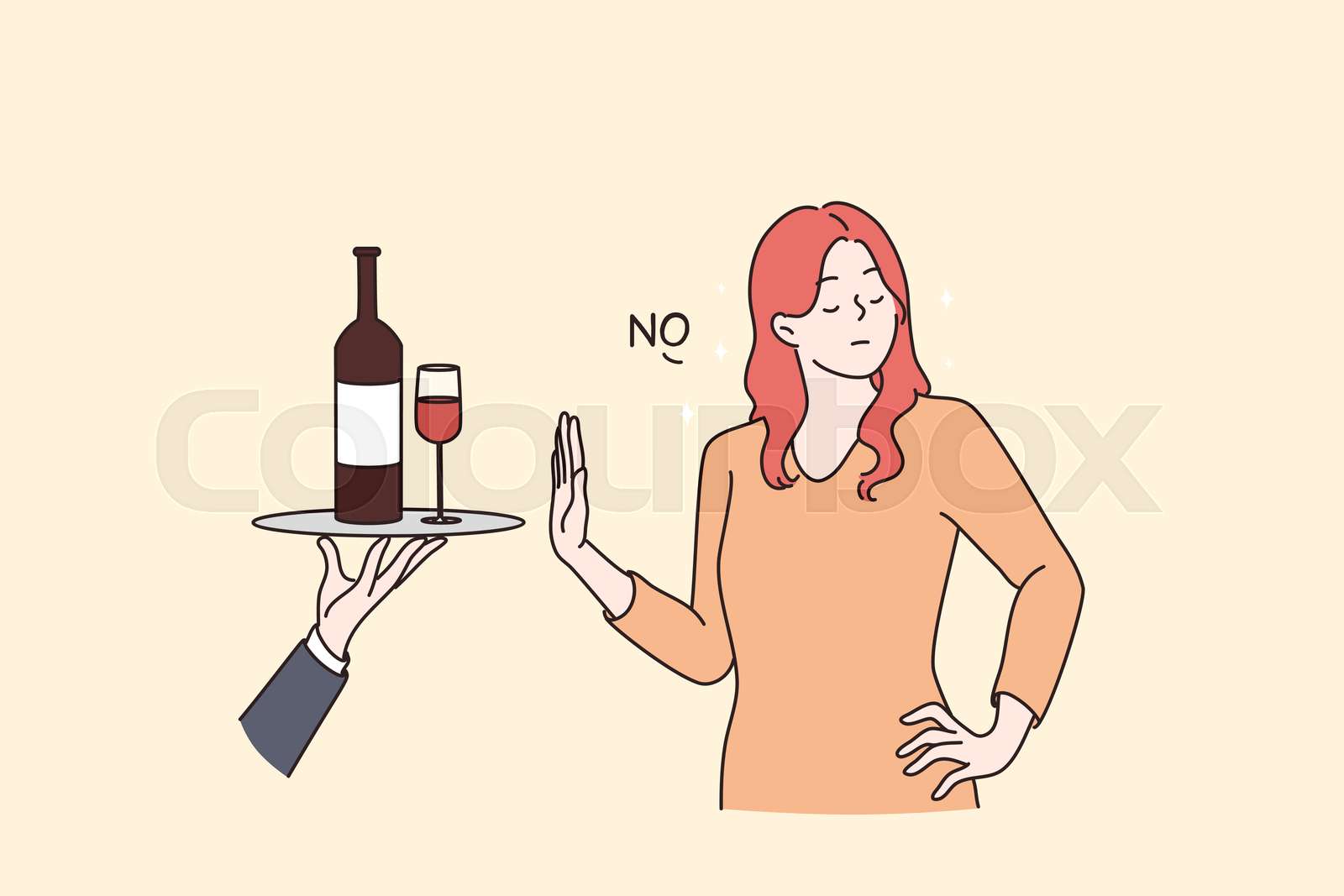 Healthy lifestyle and avoiding alcohol concept Stock vector Colourbox