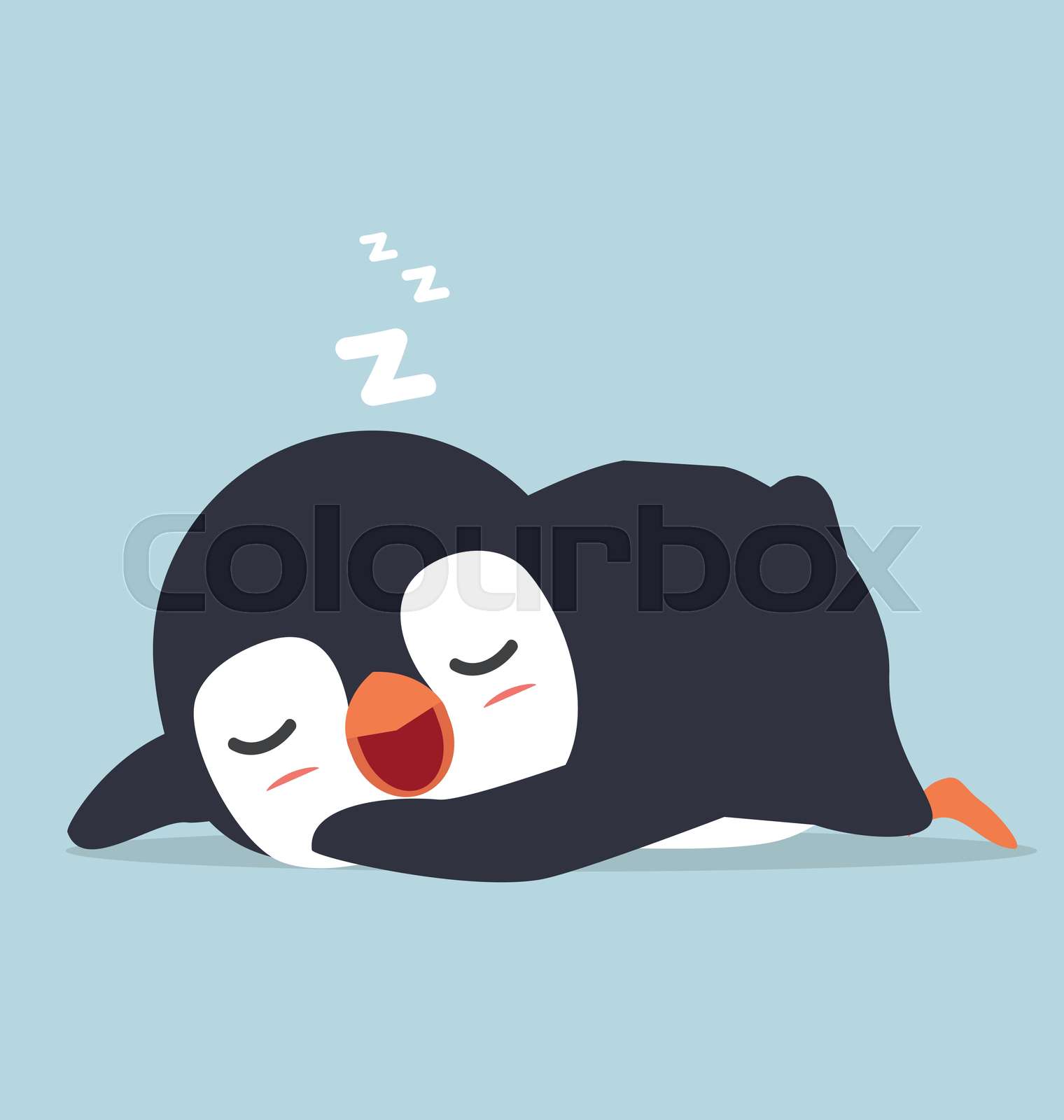 Cute Little Penguin Sleep Doodle Cartoon Stock Vector Colourbox