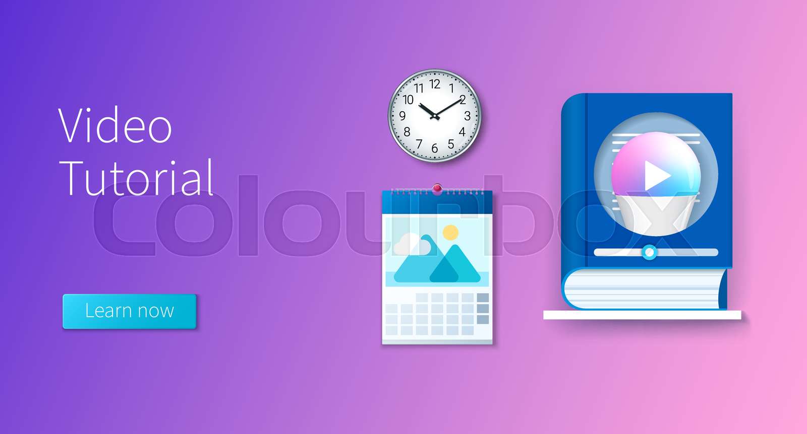 Video tutorial banner in 3D style | Stock vector | Colourbox