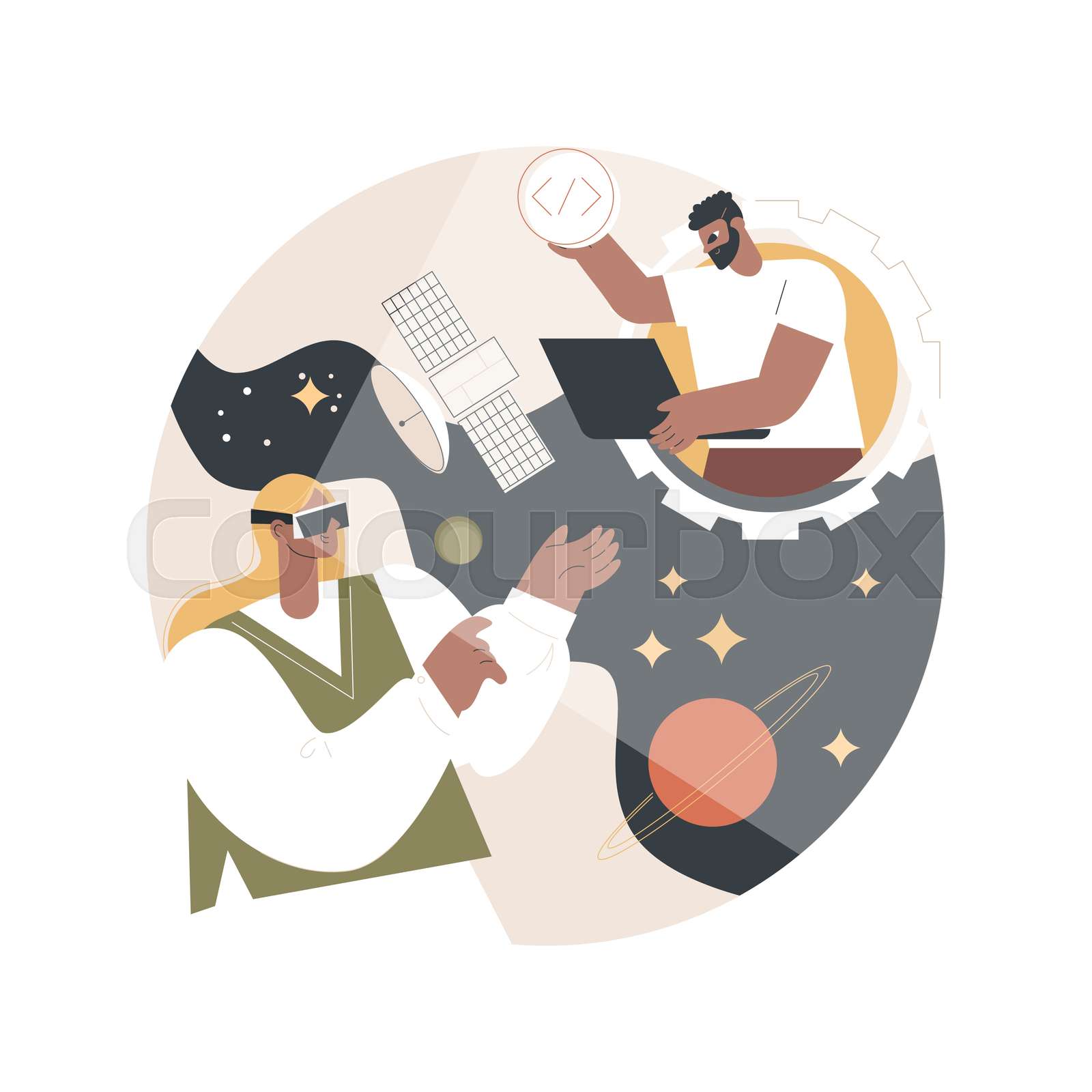 Virtual World Development Abstract Concept Vector Illustration Stock