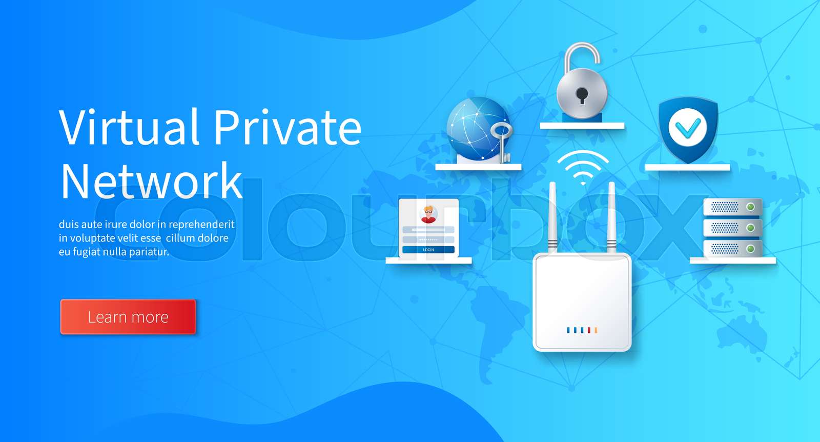 Virtual private network illustration in 3D style | Stock vector | Colourbox