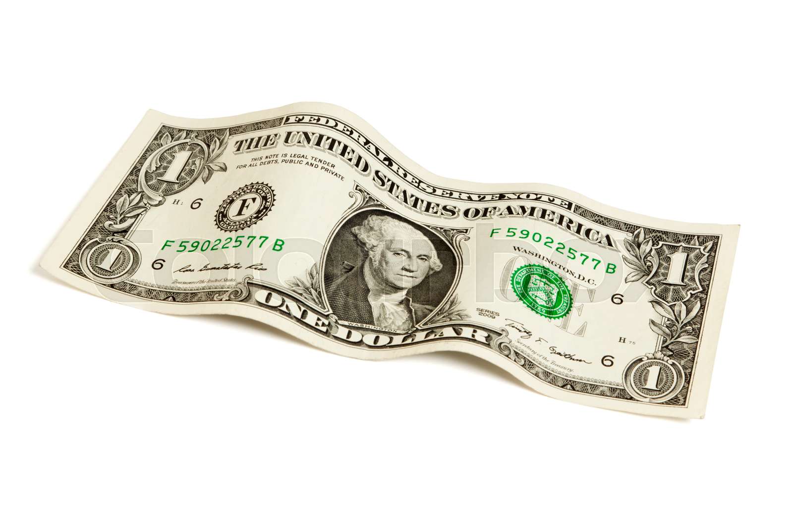 One dollar bill isolated with clipping path | Stock image | Colourbox