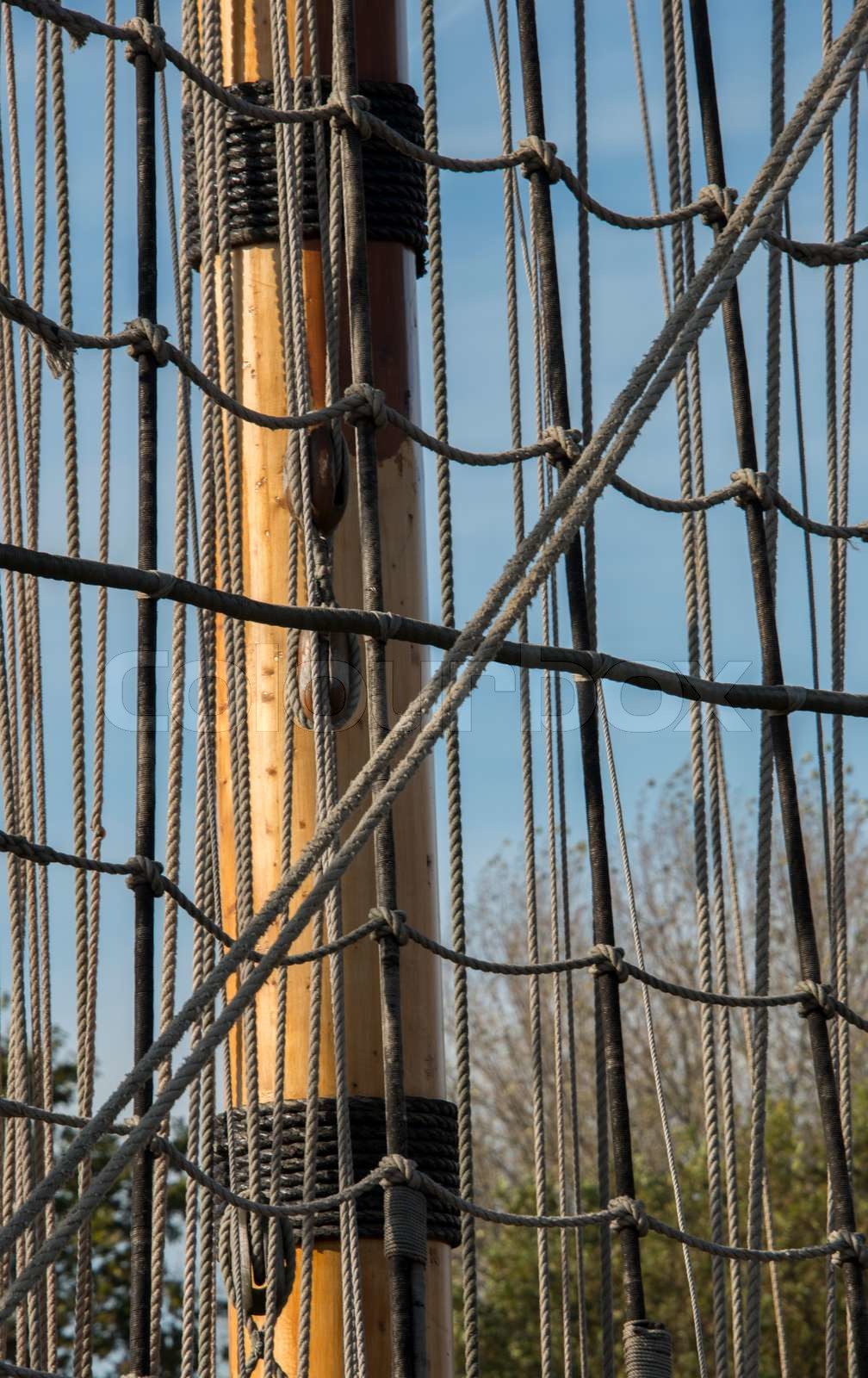 the mast of a ship with the rig | Stock image | Colourbox