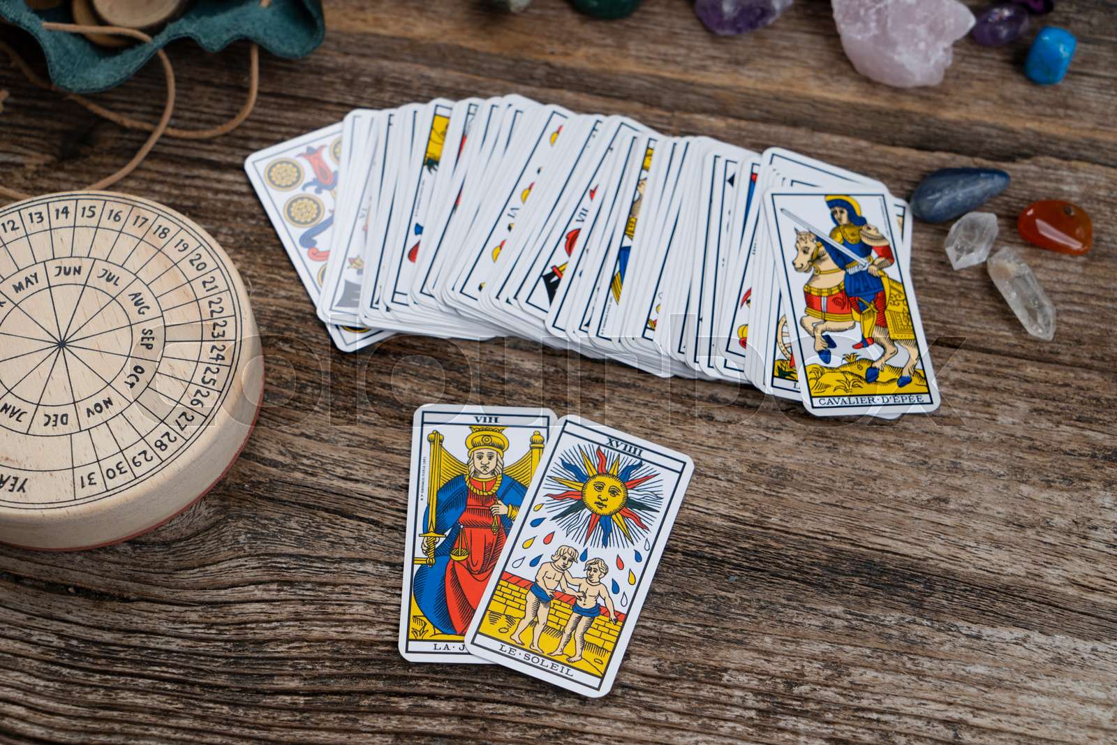 Fortune telling on tarot cards Stock image Colourbox