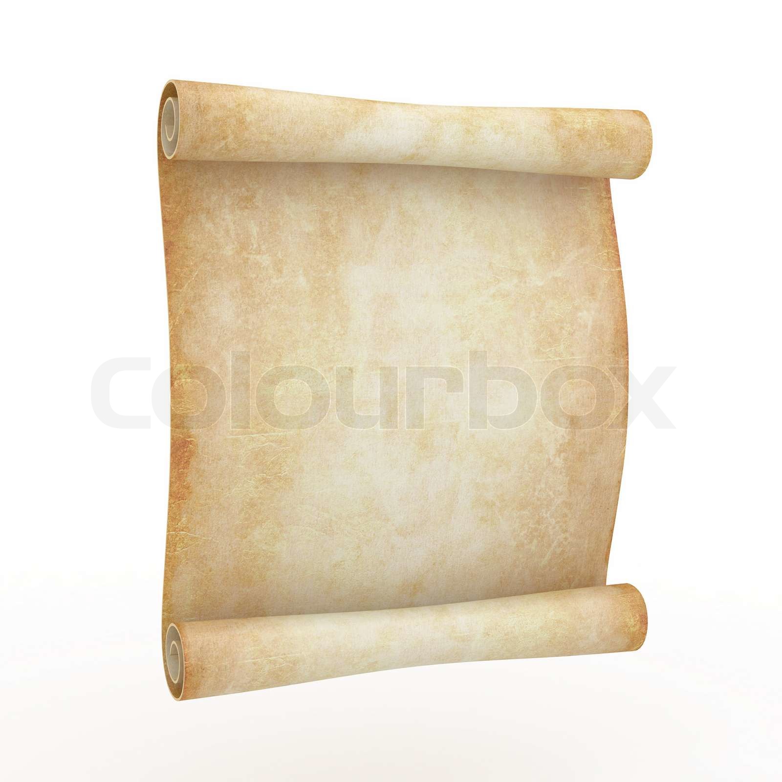 Jahrgang im Alter Papyrus auf weißem Hintergrund 3d Stock Bild