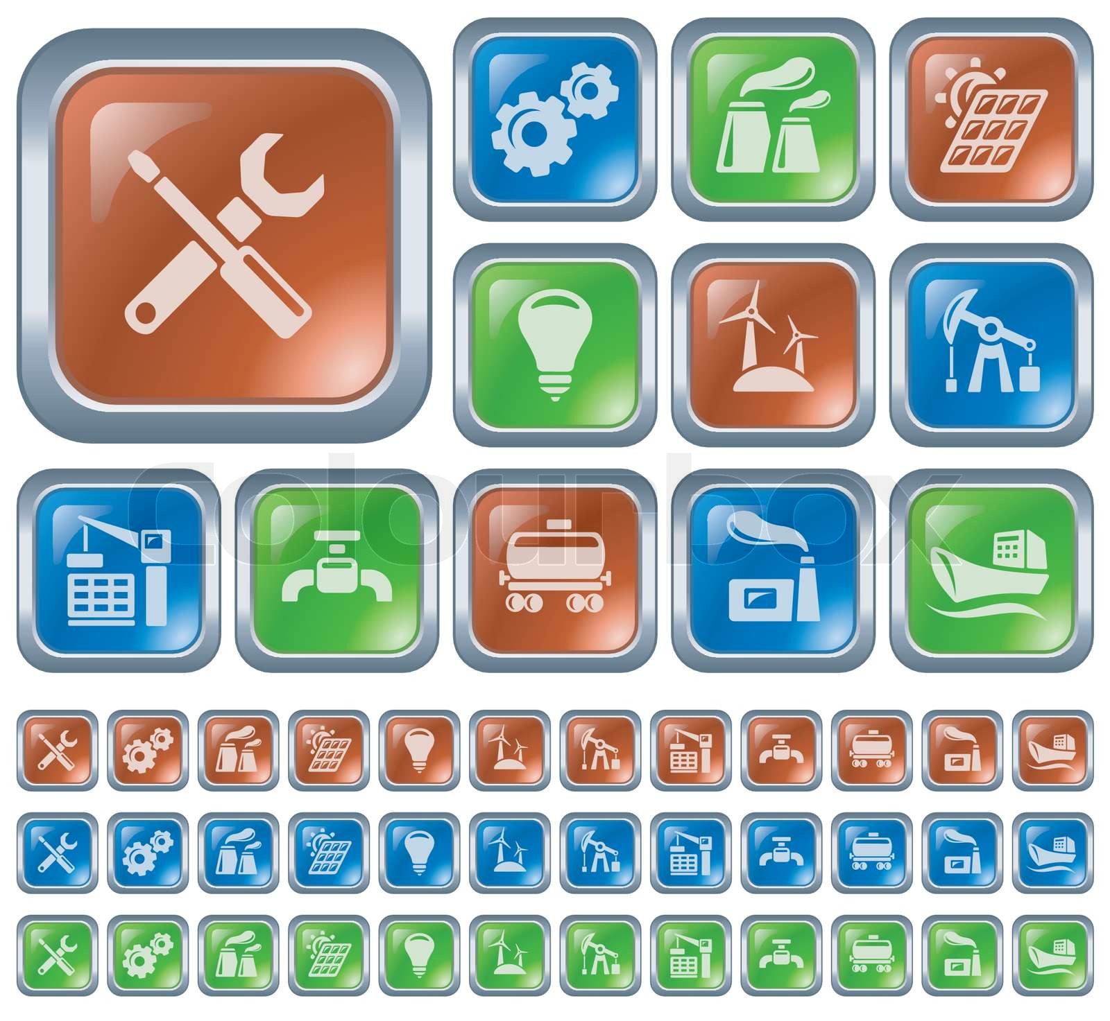 Industrial button set Stock vector Colourbox