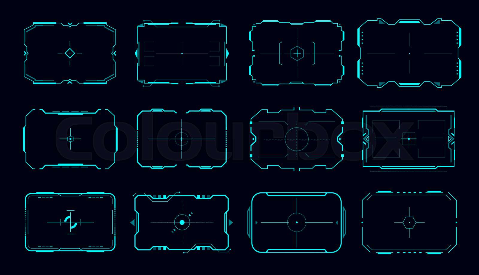 HUD frames of aim control panel and target screen | Stock vector ...