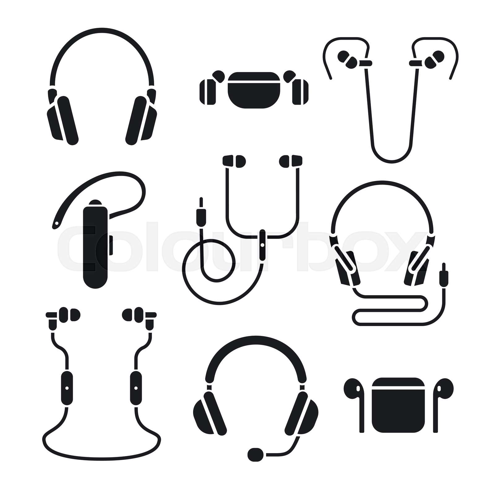 earphones icon set Stock vector Colourbox