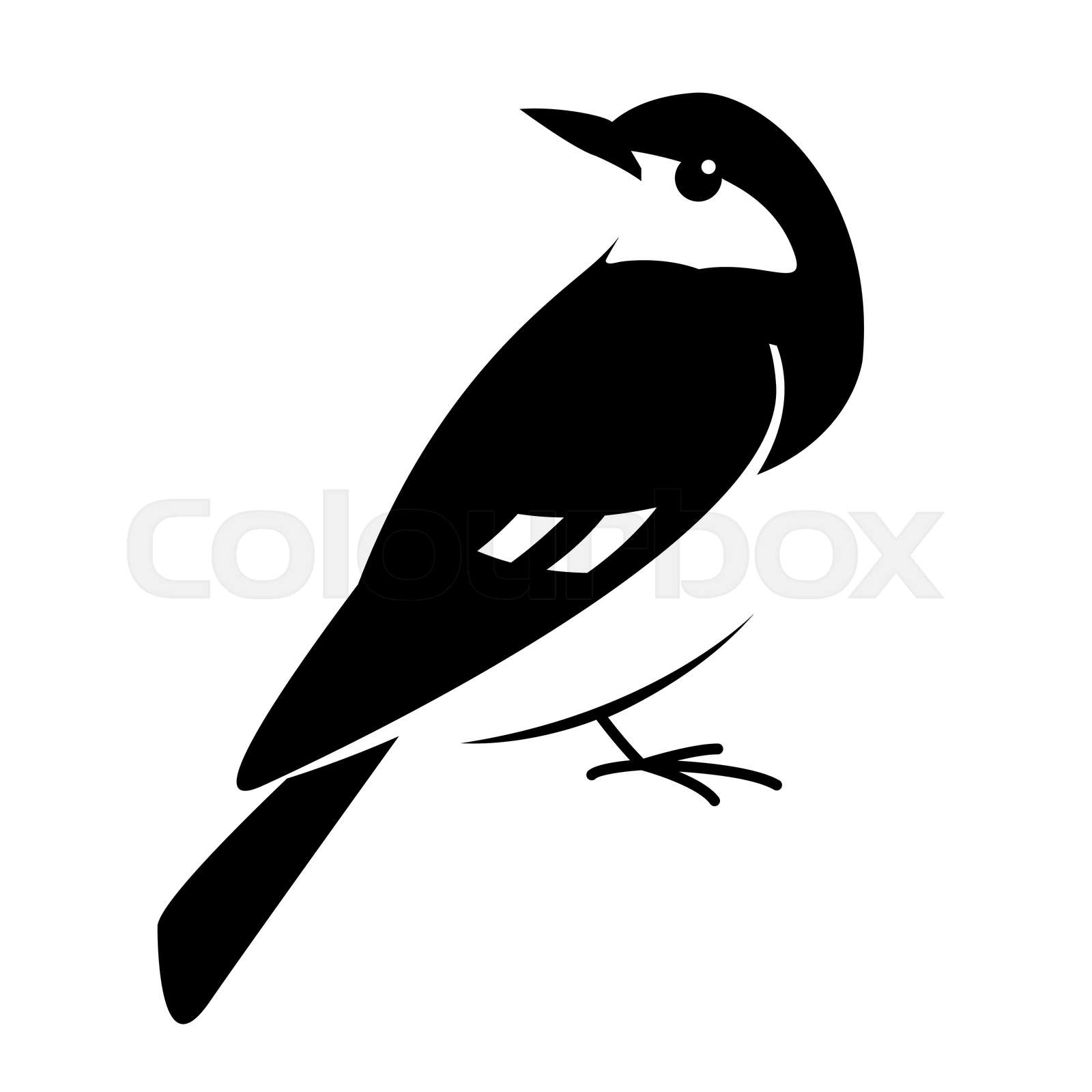 blue bird, vector illustration, black silhouette, side view | Stock ...