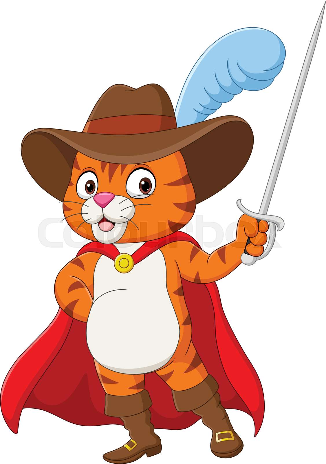 Cartoon puss in boots holding sword Stock vector Colourbox