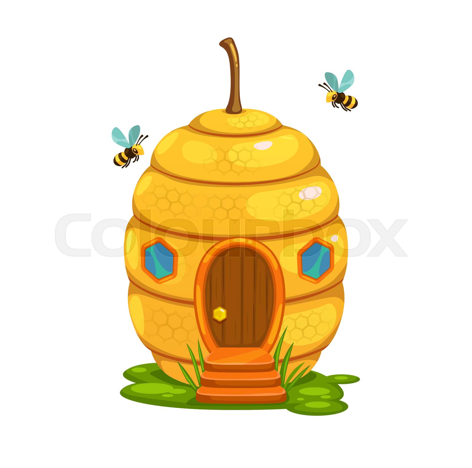 Bee hive cartoon fairy house, dwelling of honeybee Stock vector