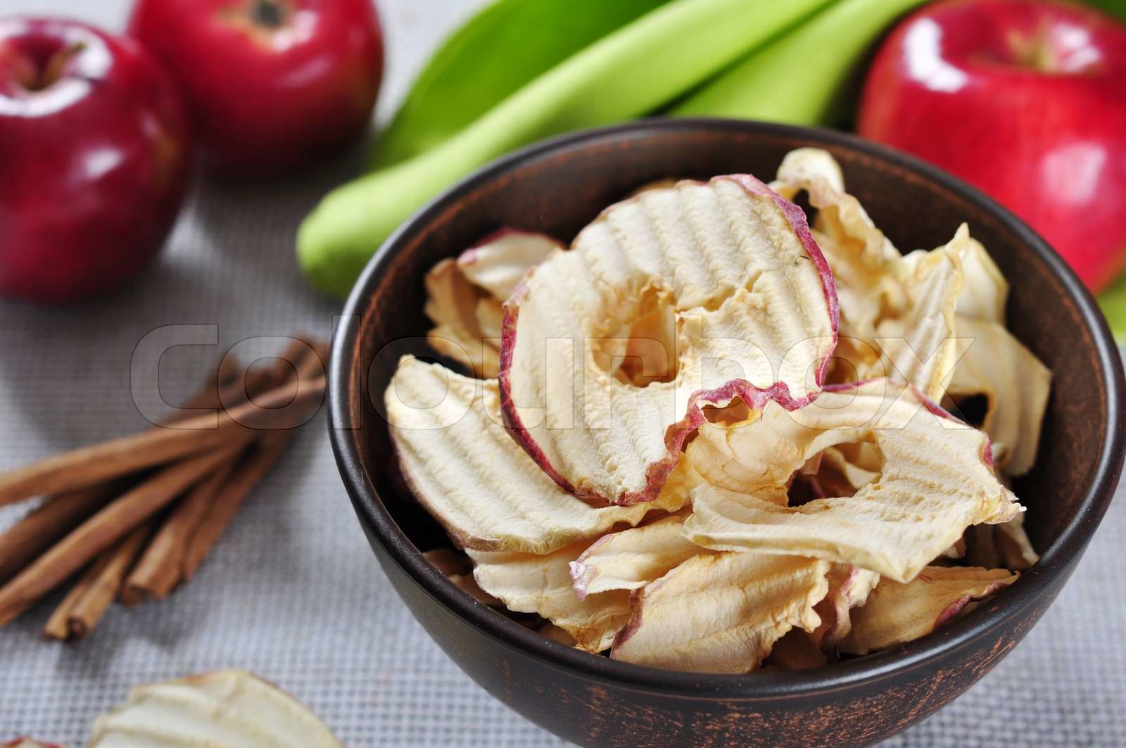 Dried apples chips Stock image Colourbox