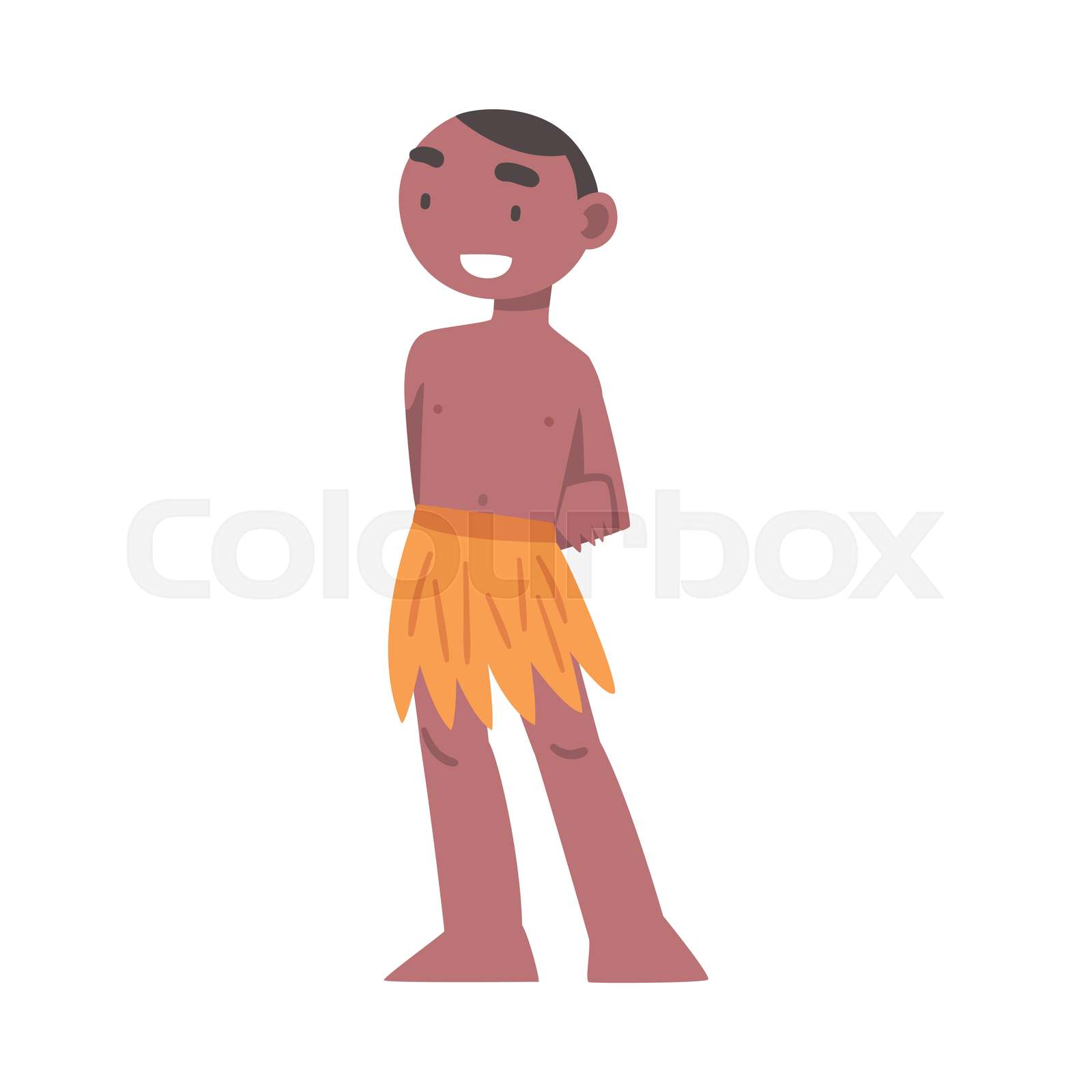 African Little Boy in Traditional Tribal Clothing Vector Illustration