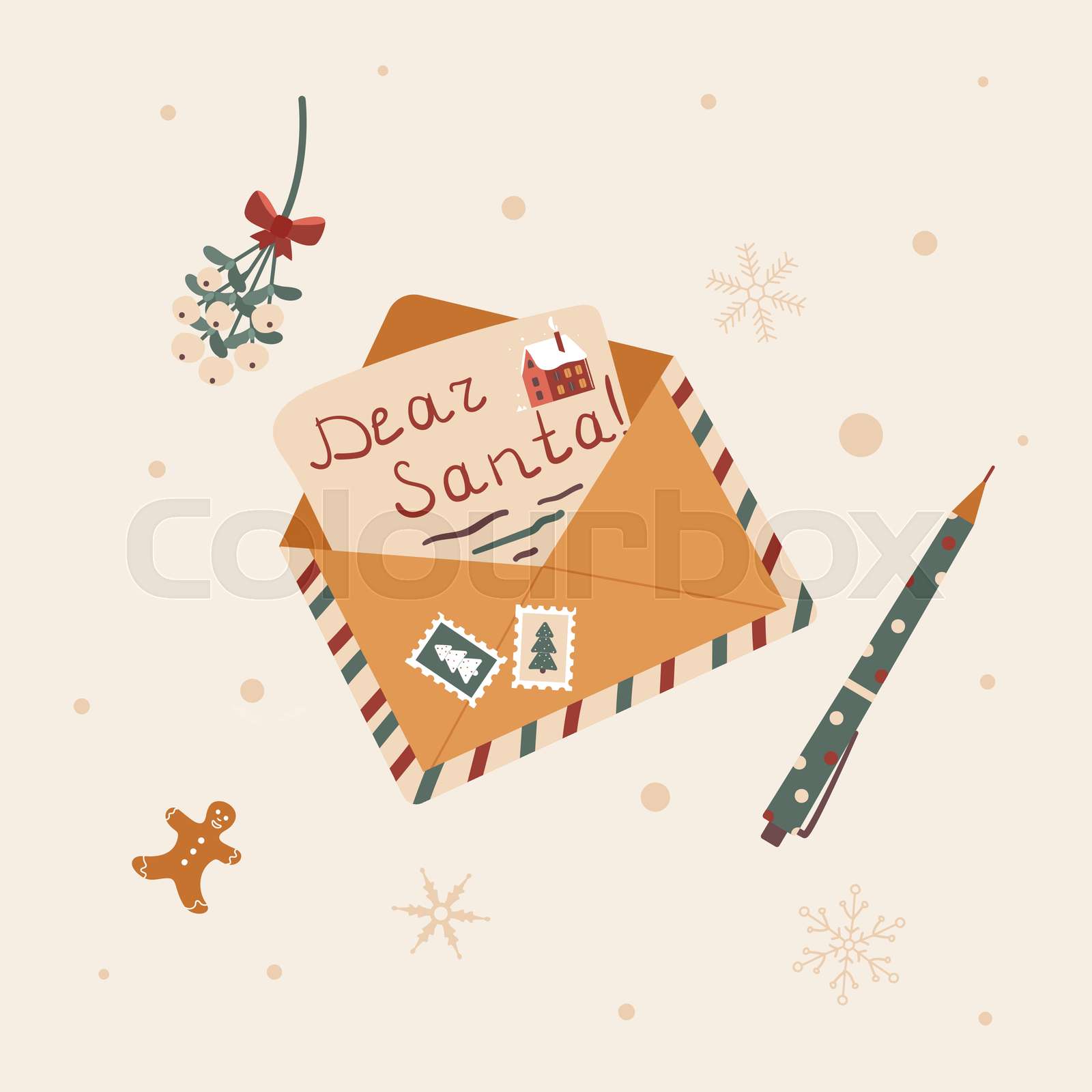 navidad, tarjeta, carta | Vector de archivo | Colourbox