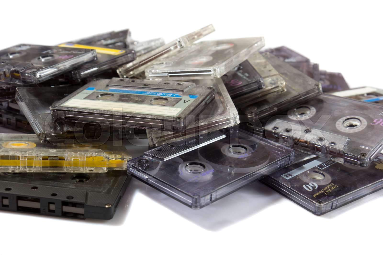 pile of audio compact cassettes Stock image Colourbox