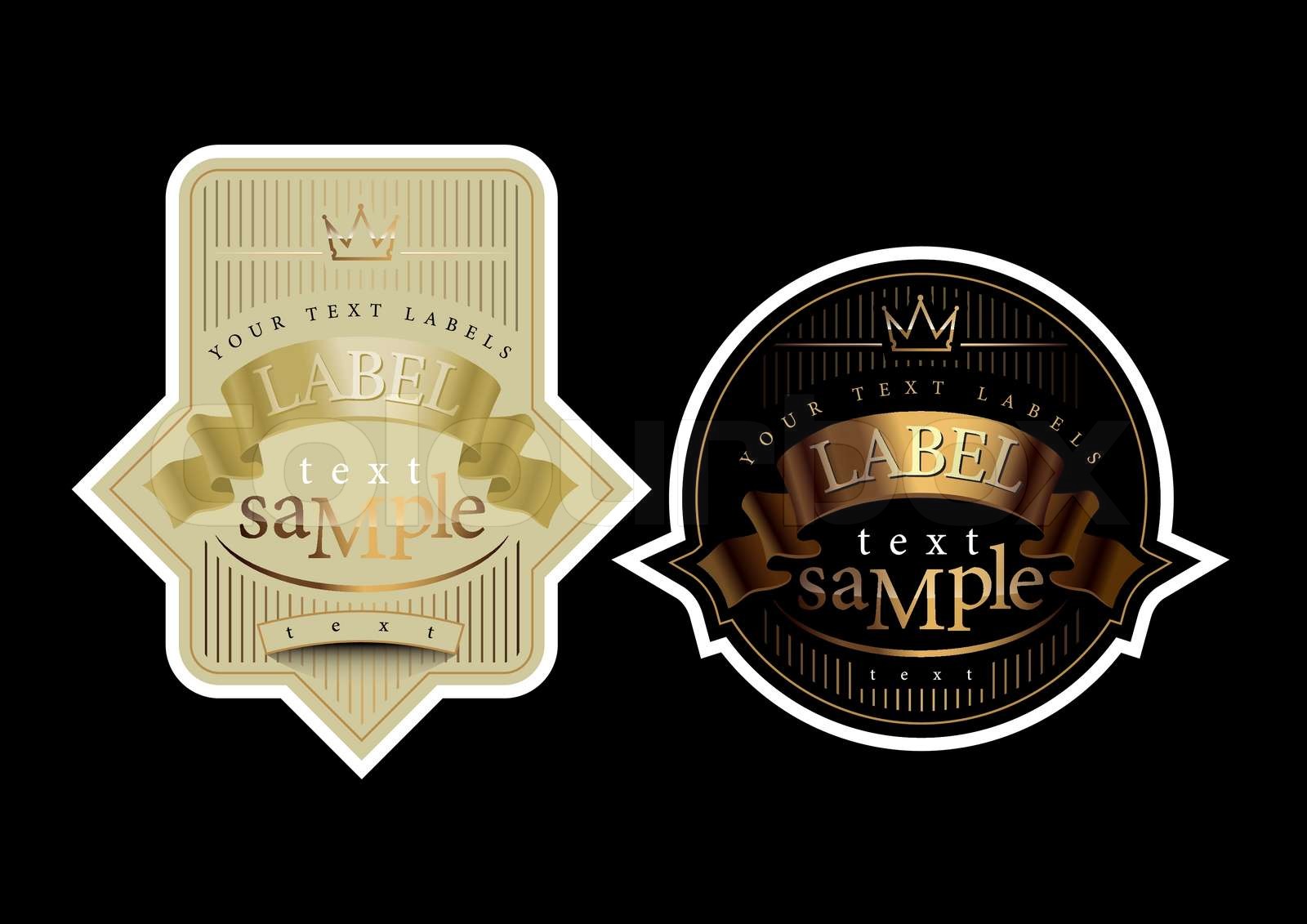 Black and white wine label with a gold ribbon Stock vector Colourbox