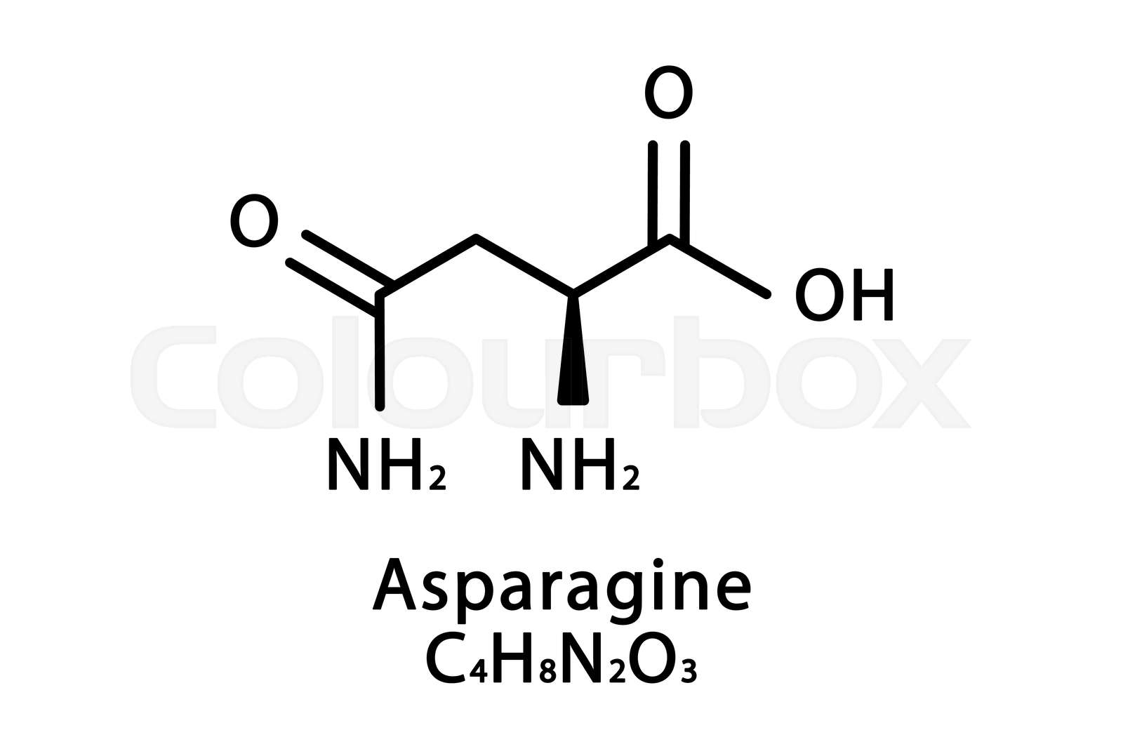 Asparagine molecular structure. Asparagine skeletal chemical formula ...