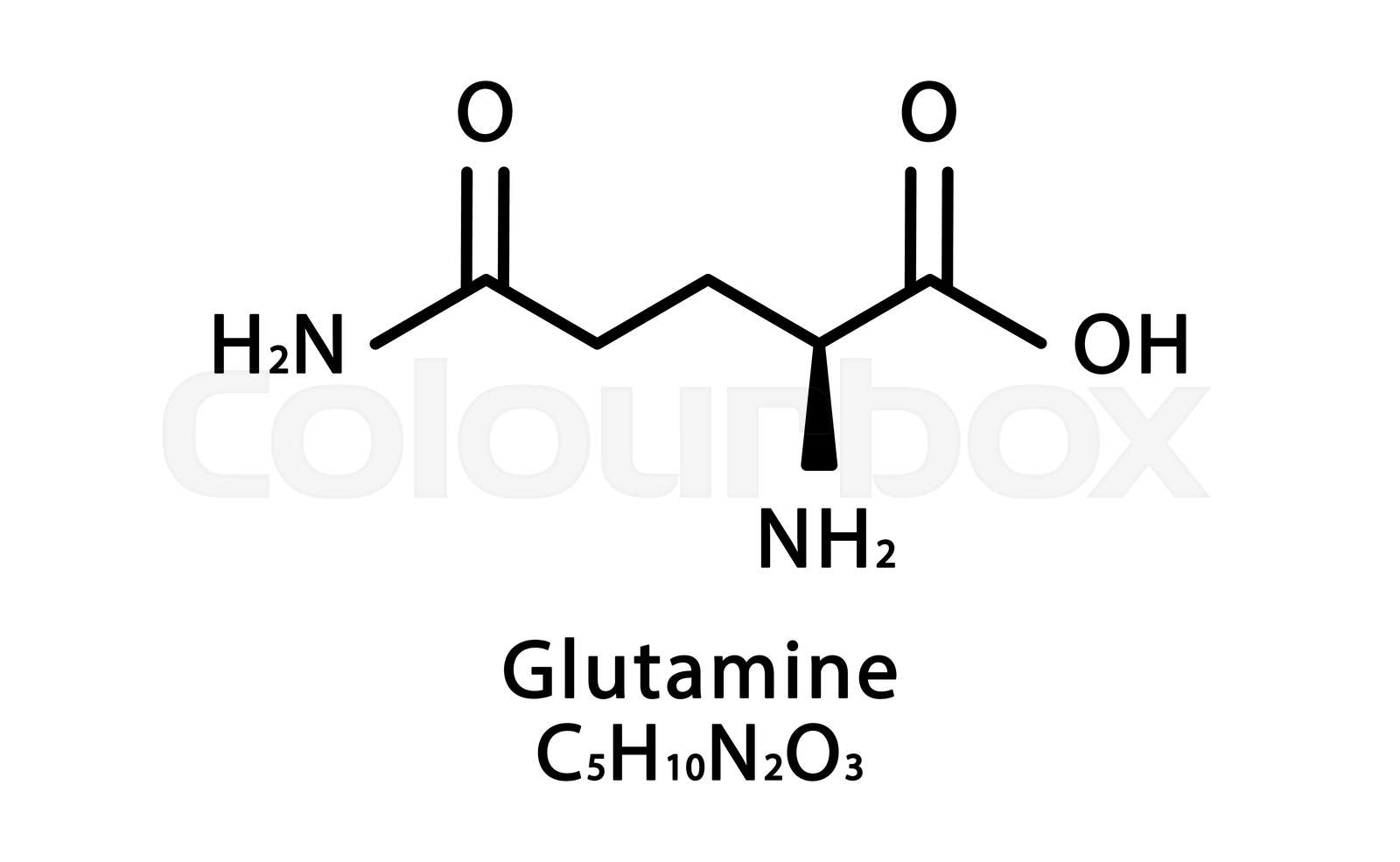 Glutamine molecular structure. Glutamine skeletal chemical formula