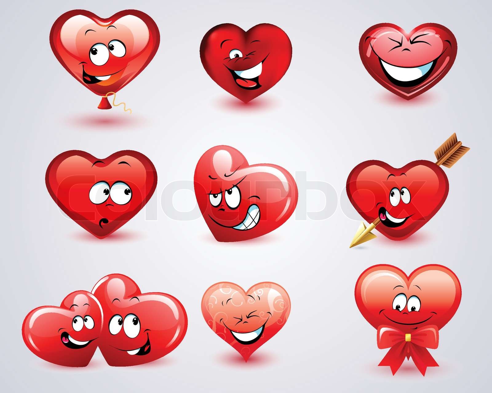 Collection Heart with laugh and smile | Stock vector | Colourbox