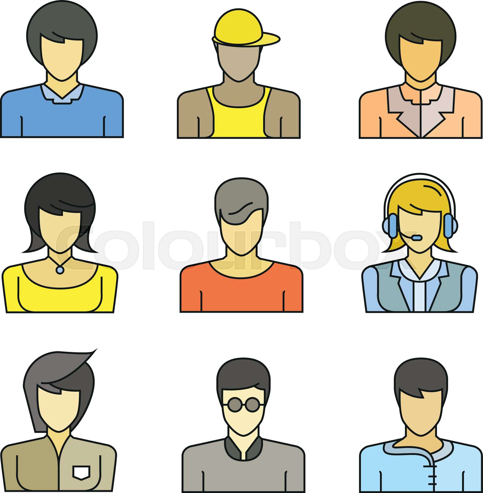 people character profile avatars set | Stock vector | Colourbox