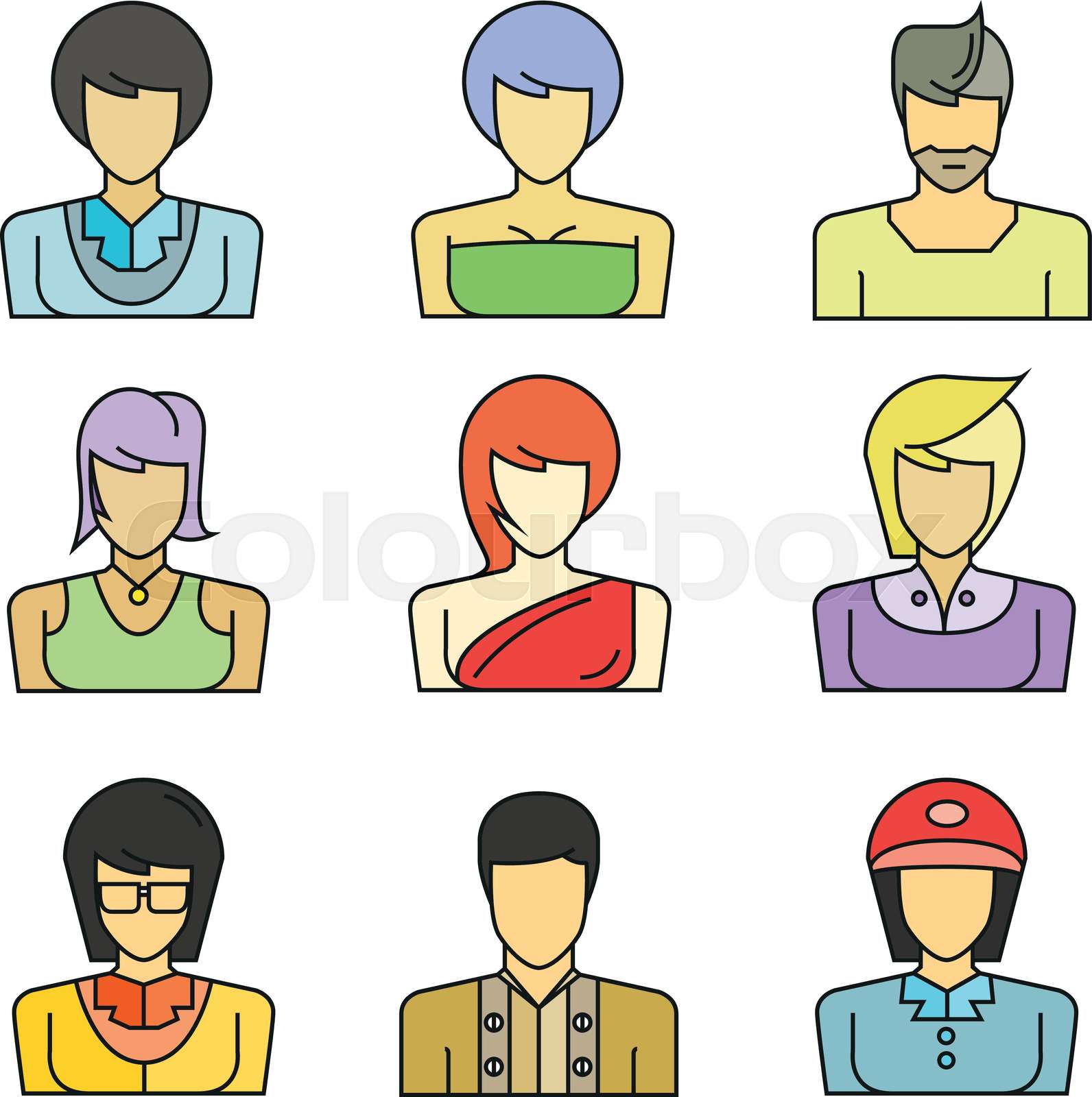people character profile avatars set | Stock vector | Colourbox
