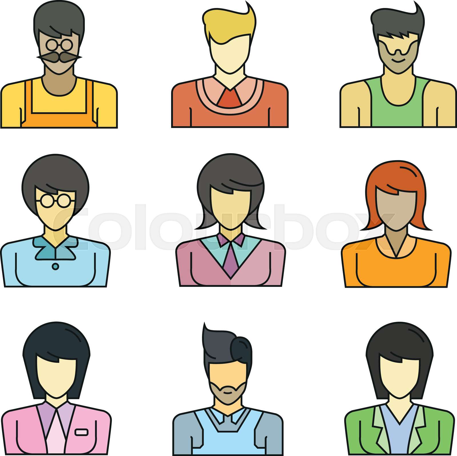 people character profile avatars set | Stock vector | Colourbox