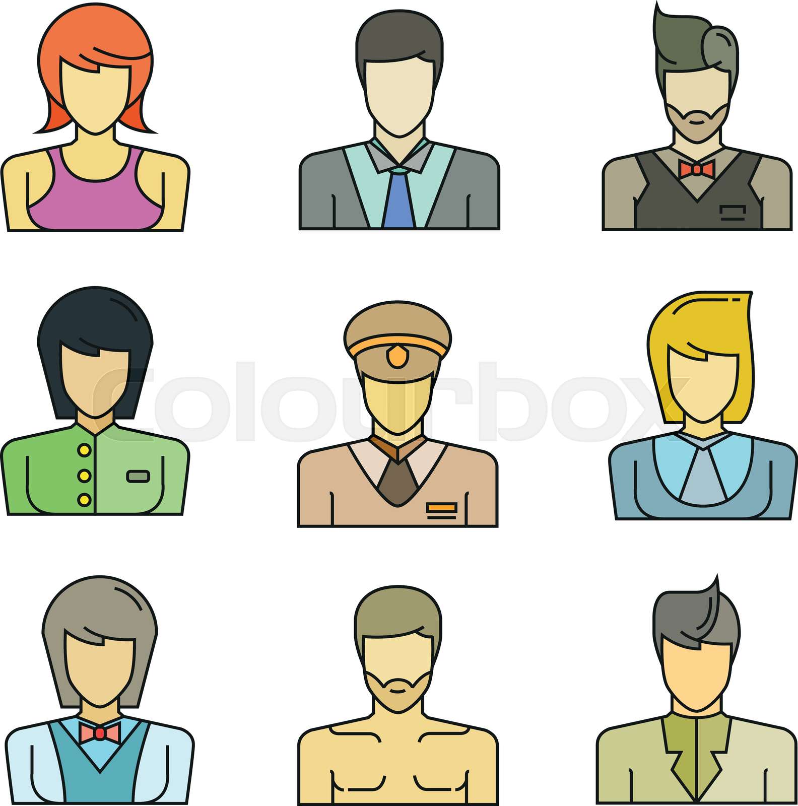 people character profile avatars set | Stock vector | Colourbox