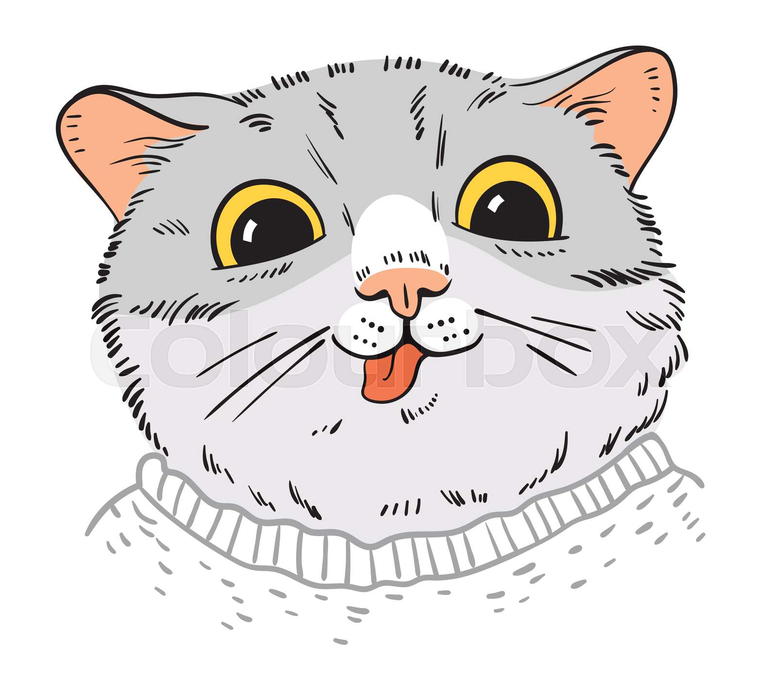 Cat portrait drawing. Funny vector illustration | Stock vector | Colourbox