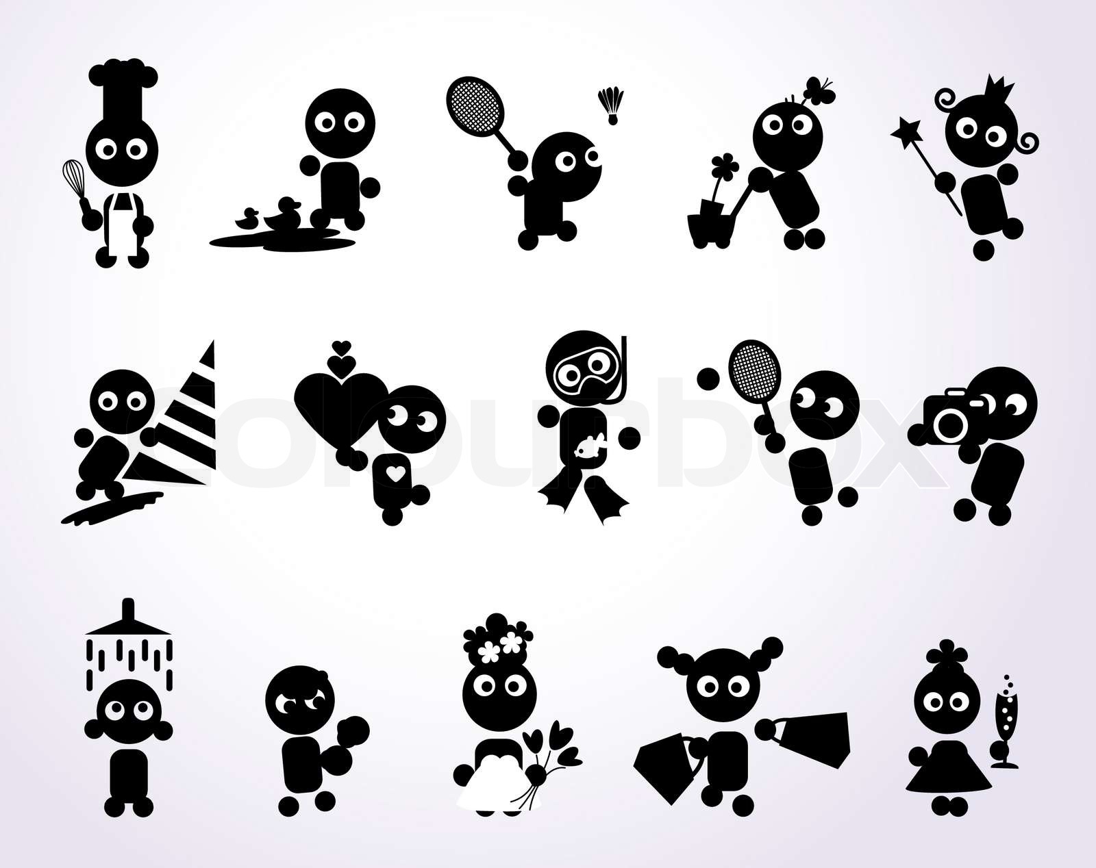 Black funny people icons | Stock vector | Colourbox Black funny people icons | Stock vector | Colourbox
