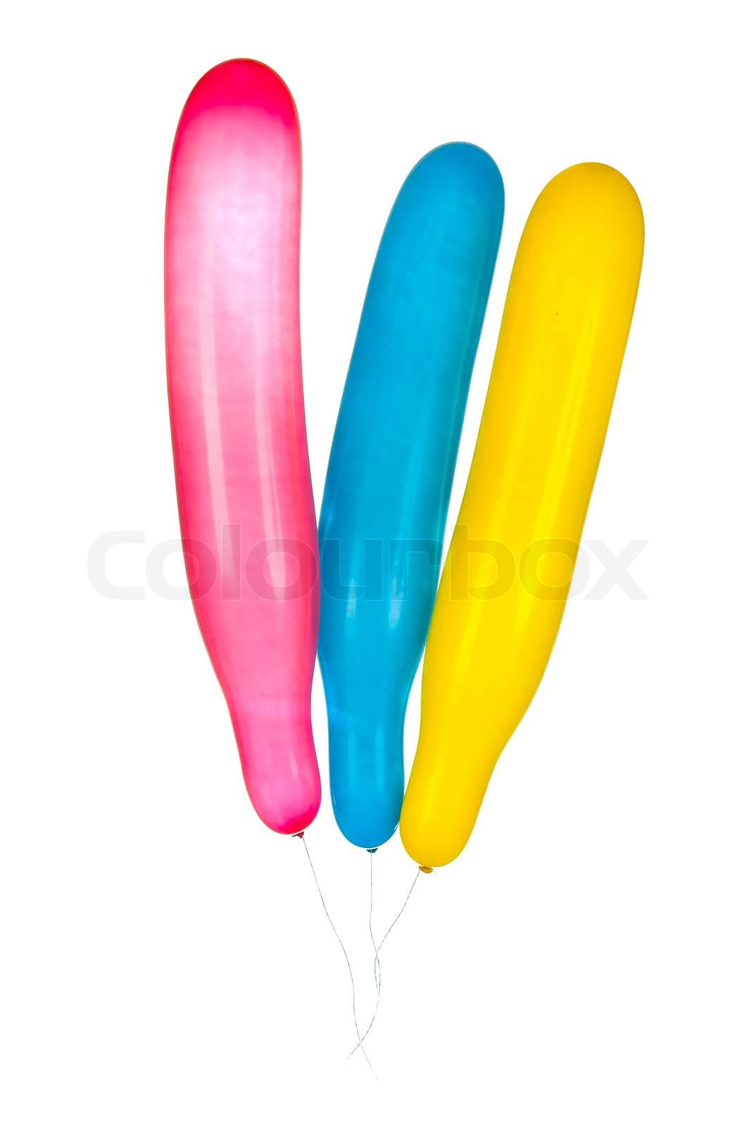 Blue, red and yellow balloons isolated | Stock image | Colourbox