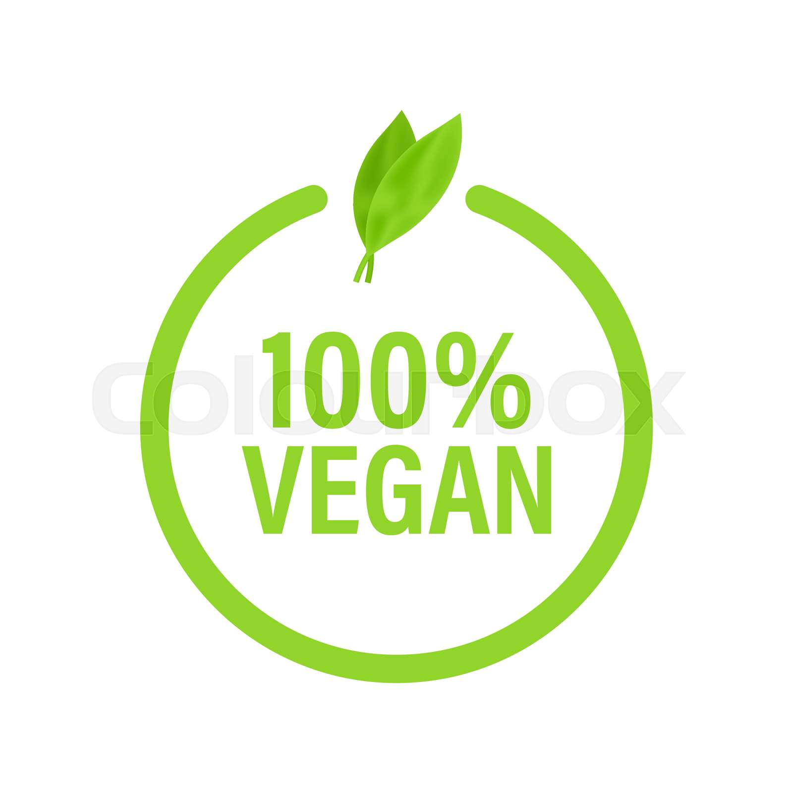 100 vegan icon design. Green vegan friendly symbol. Vector stock