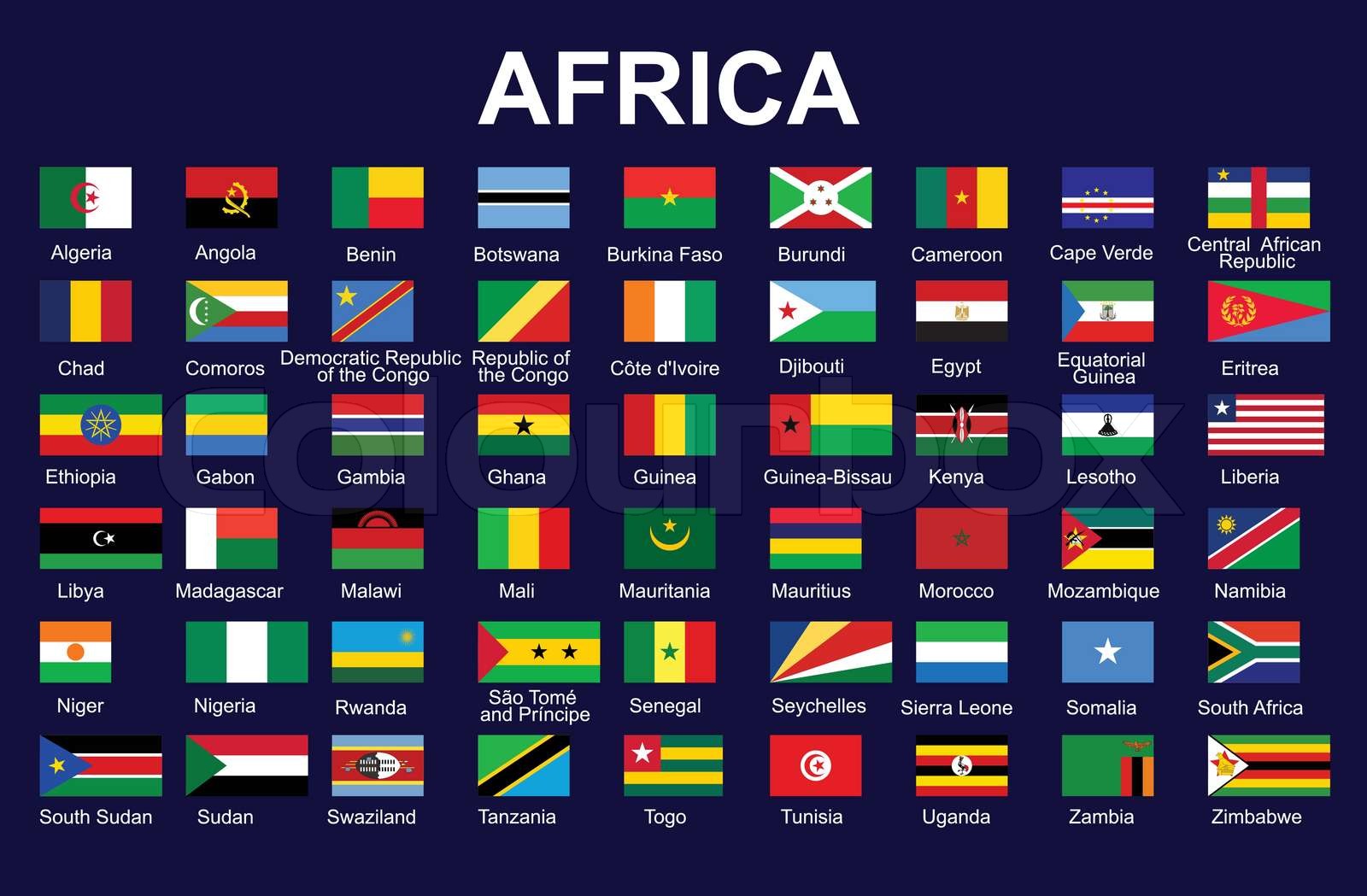 set of accurate flags of Africa vector illustration Stock vector