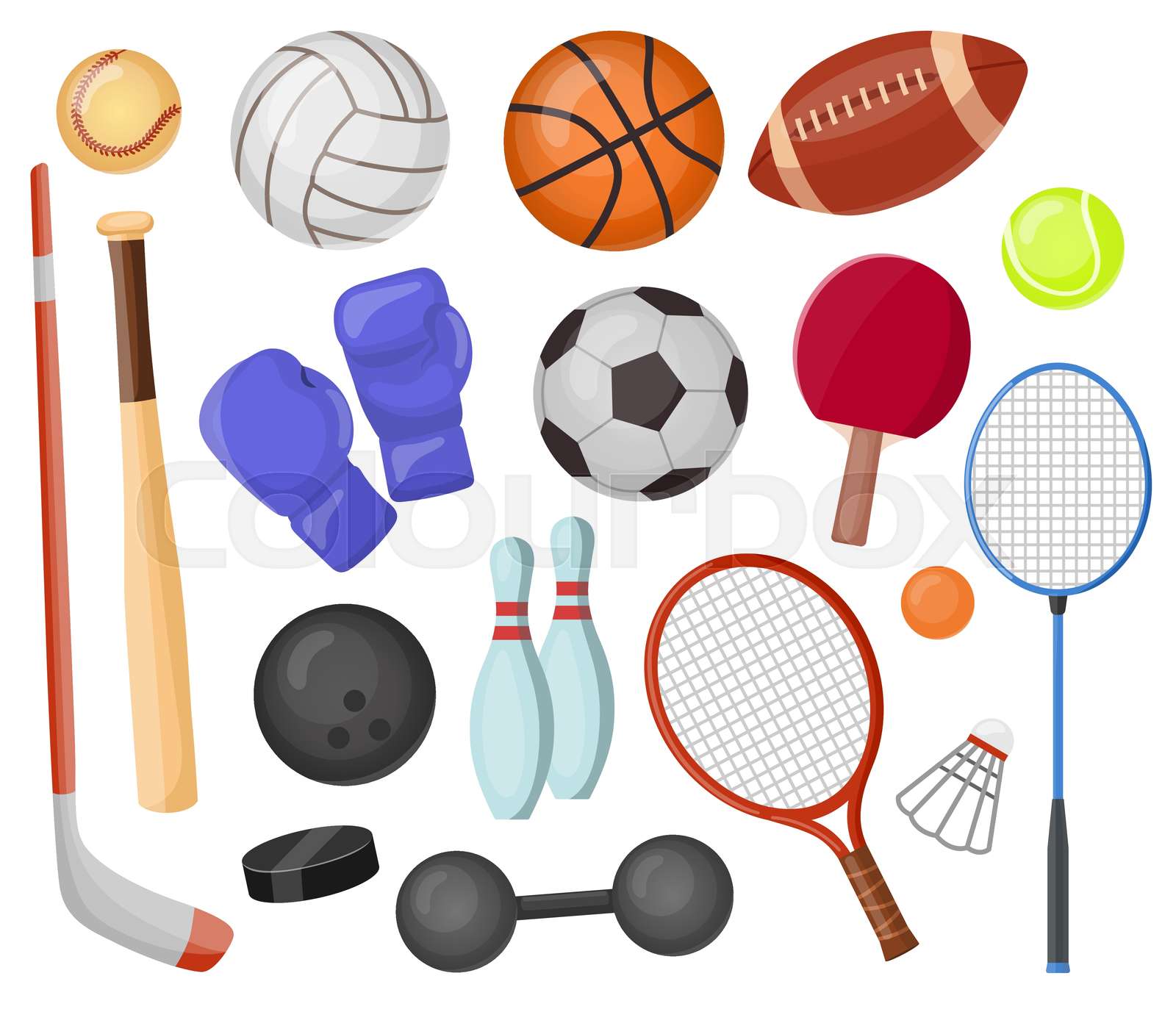 Sport Equipment Cartoon Vector Set Stock Vector Colourbox