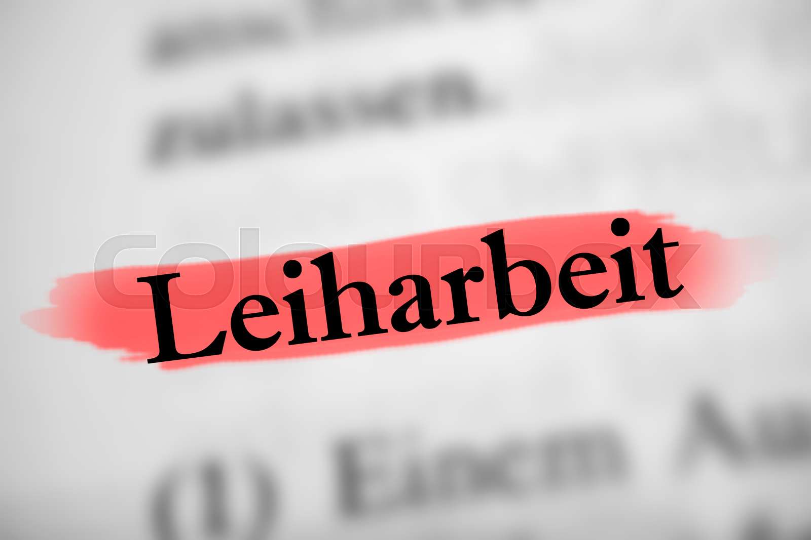German Word For Temporary Work Stock Image Colourbox