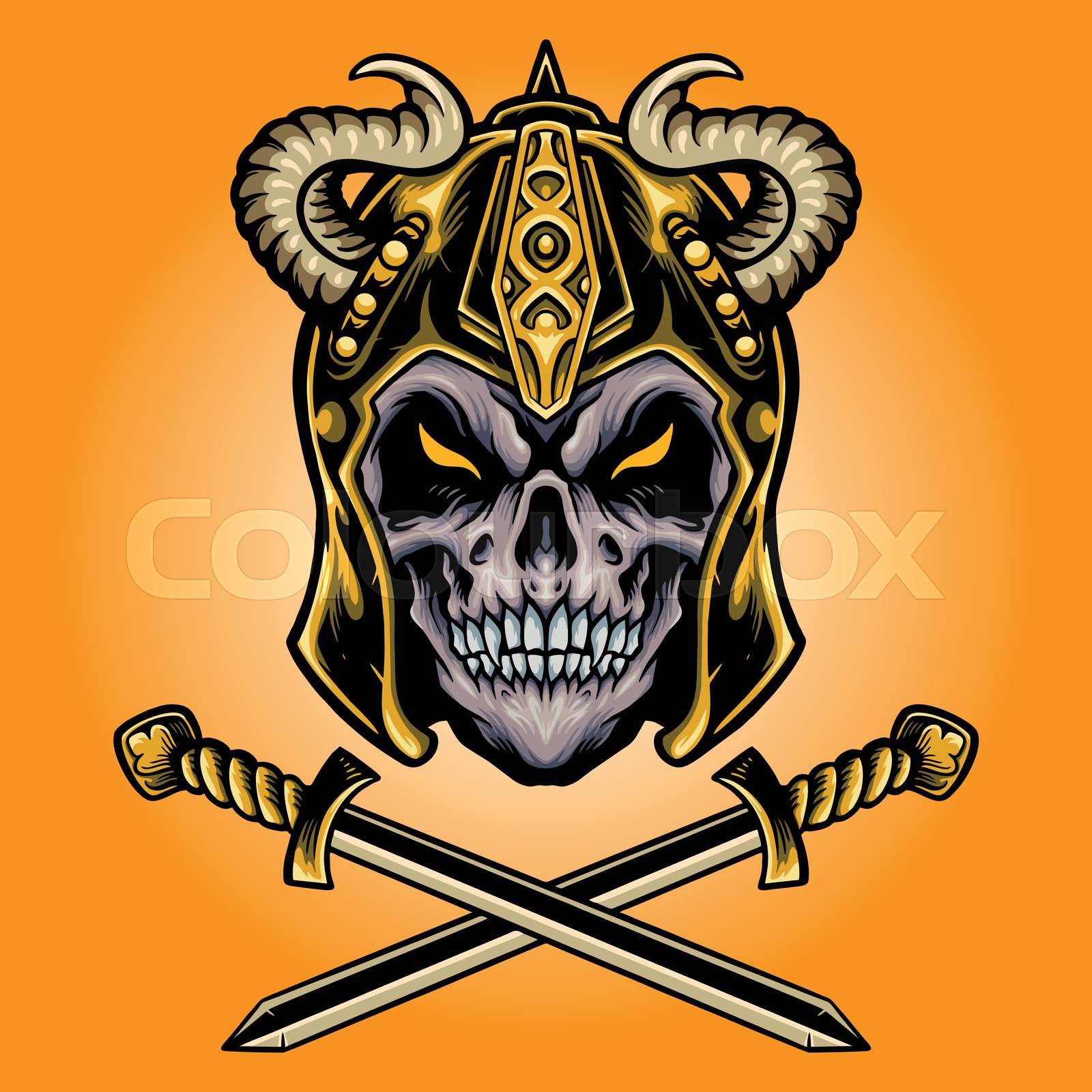 viking-skull-warrior-with-sword-stock-vector-colourbox