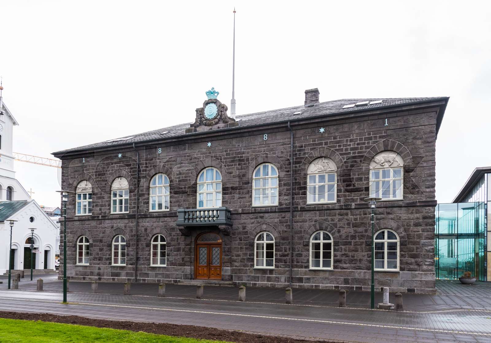 The Icelandic parliament building in the city center of the capital