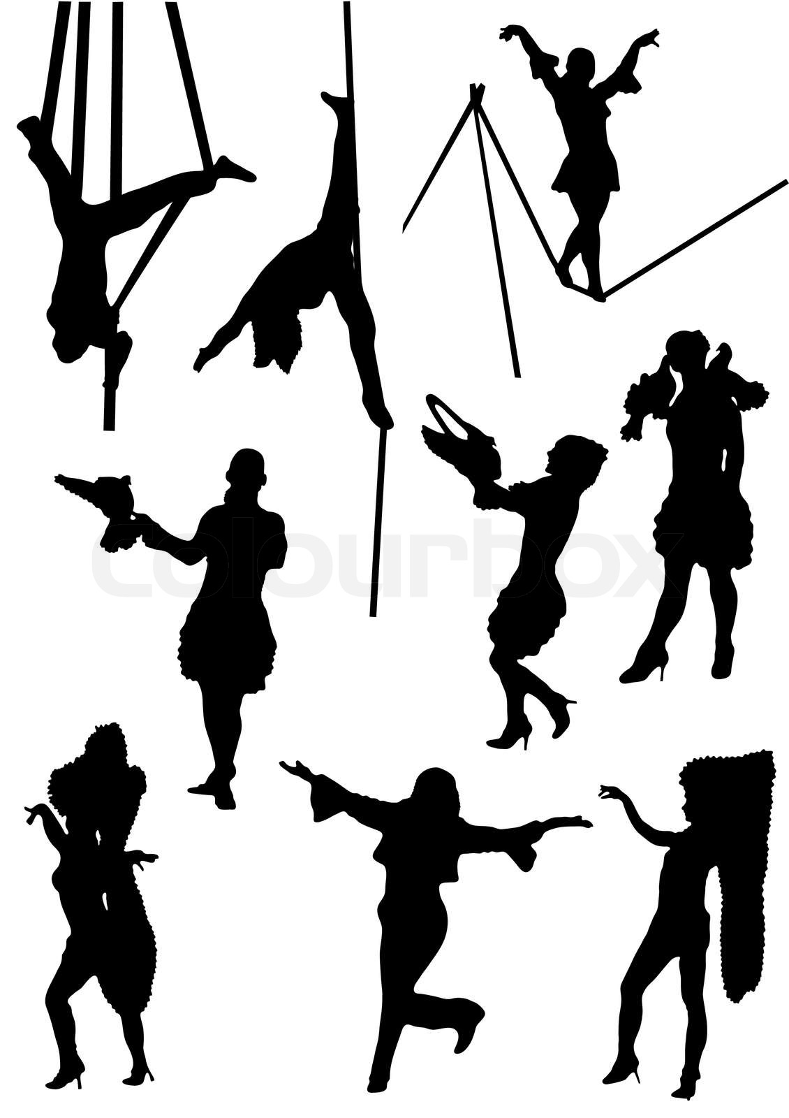 Collection of silhouettes of people from circus | Stock vector | Colourbox