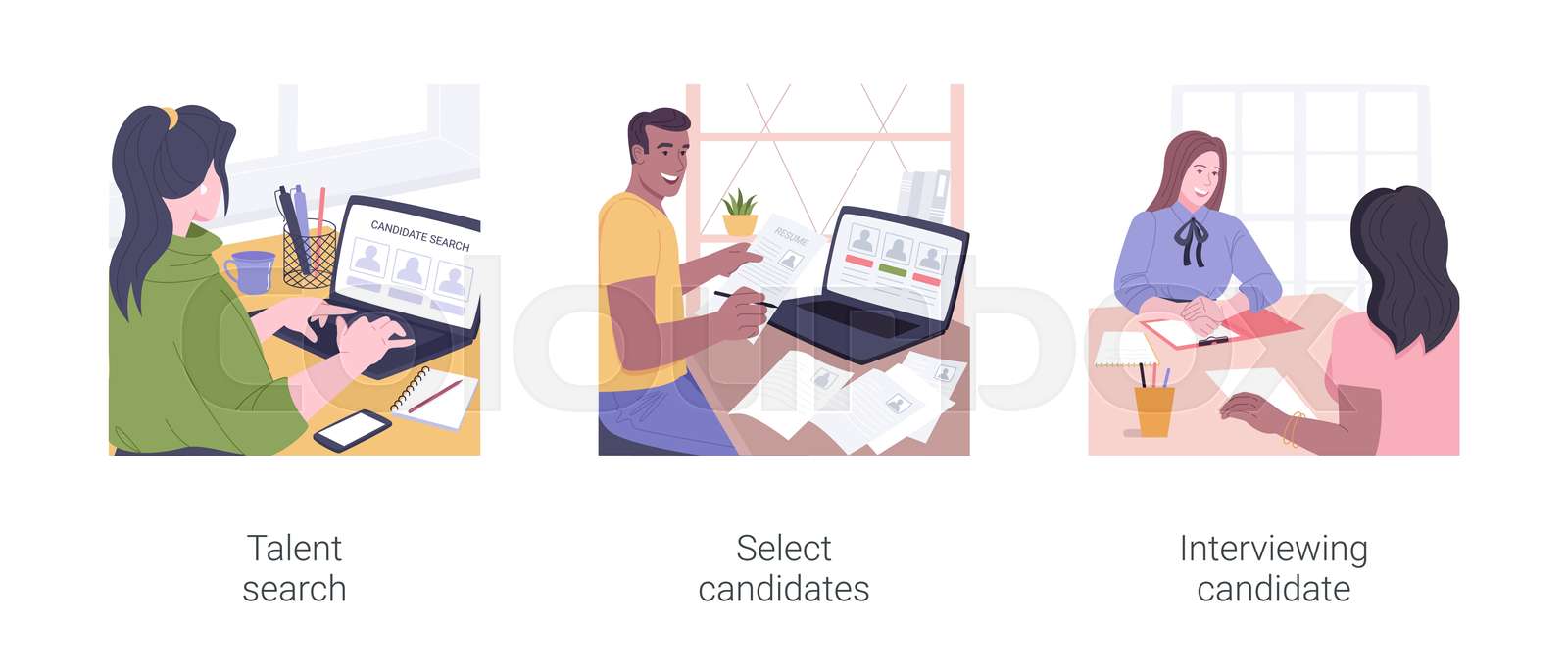 Human resources agency isolated cartoon vector illustrations set