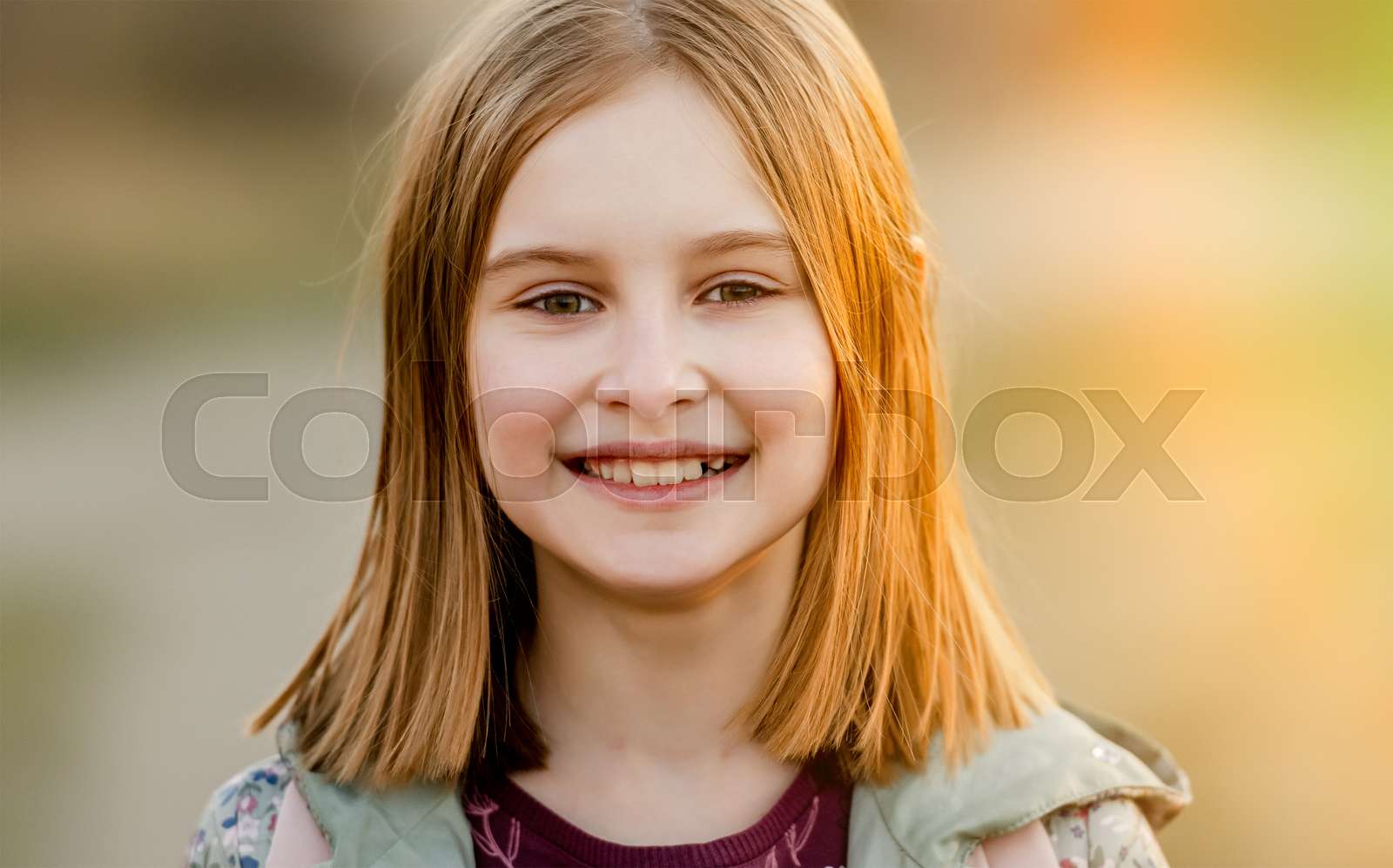 Preteen girl outdoors Stock image Colourbox
