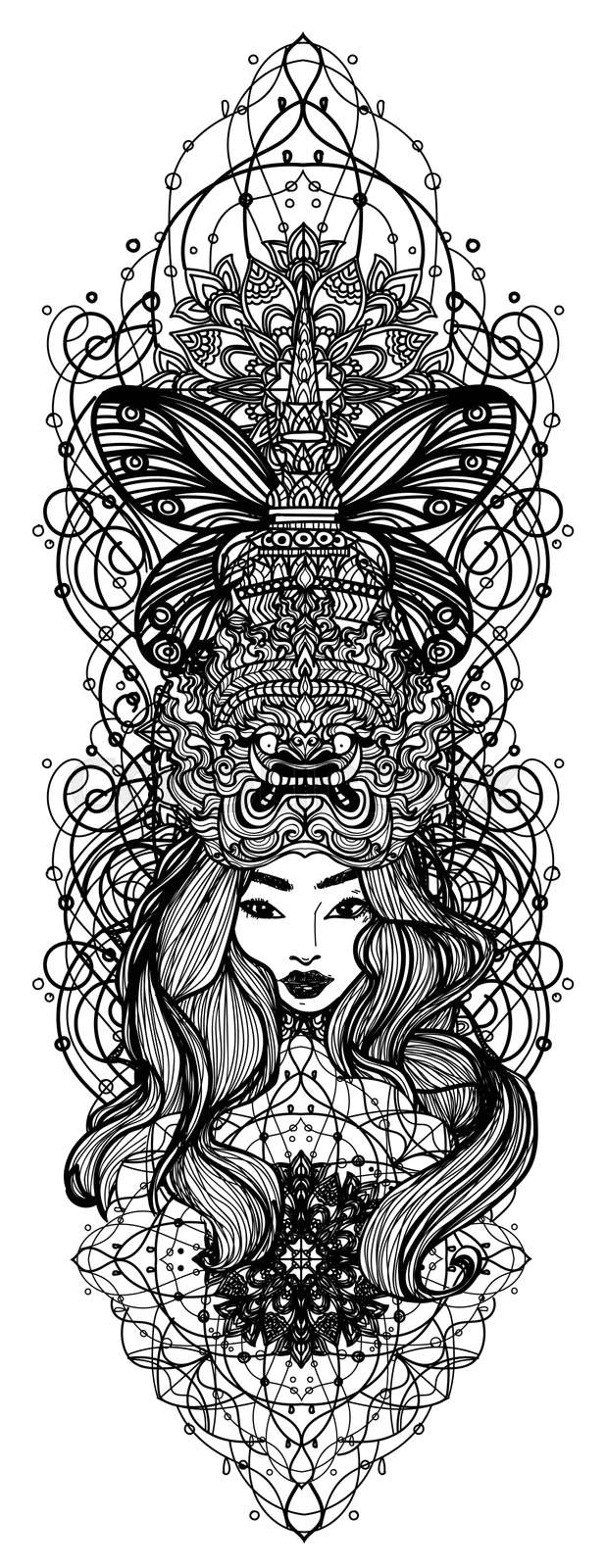 Tattoo art women hand drawing and sketch Stock vector Colourbox