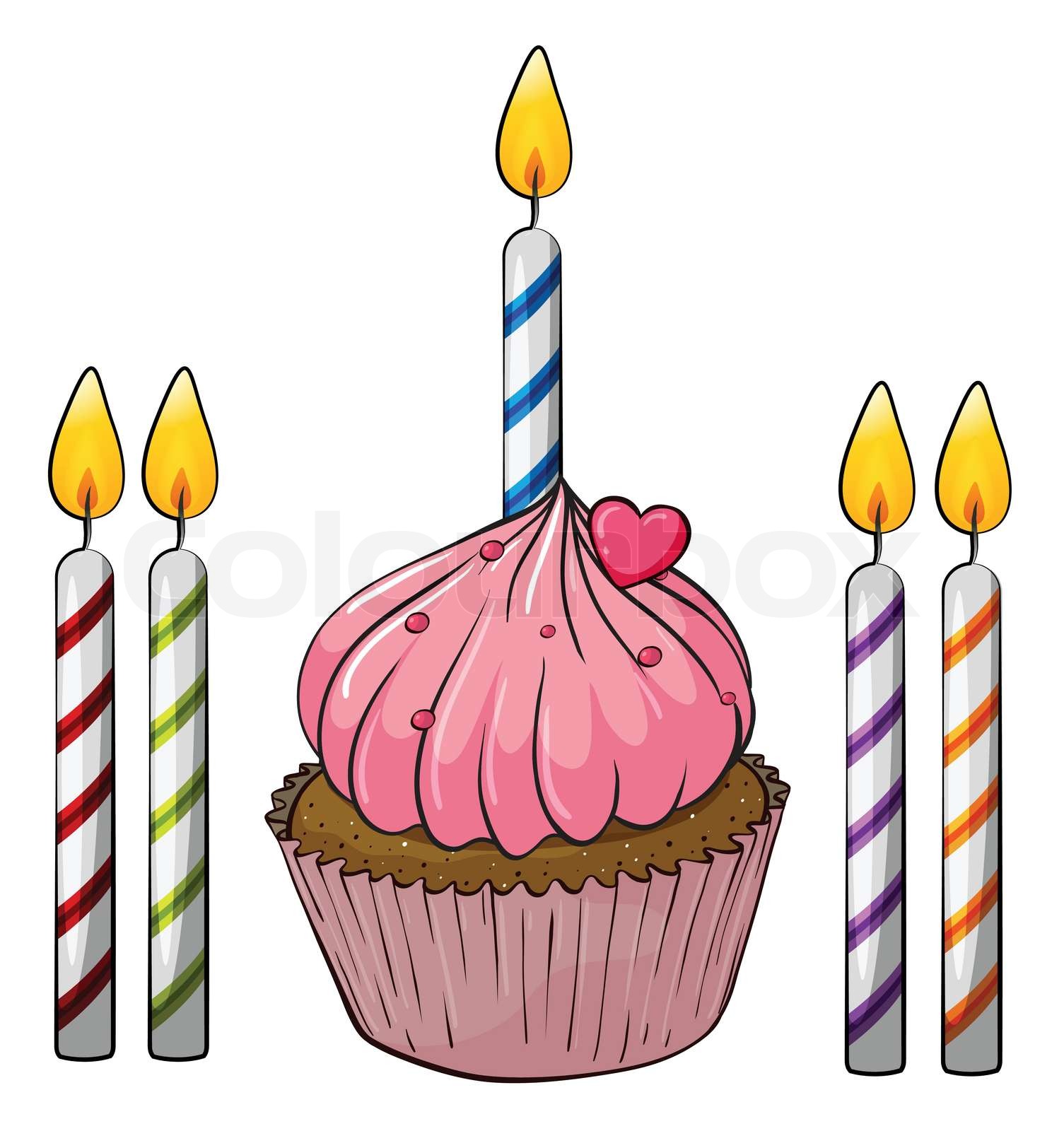 cupcake and candles | Stock vector | Colourbox